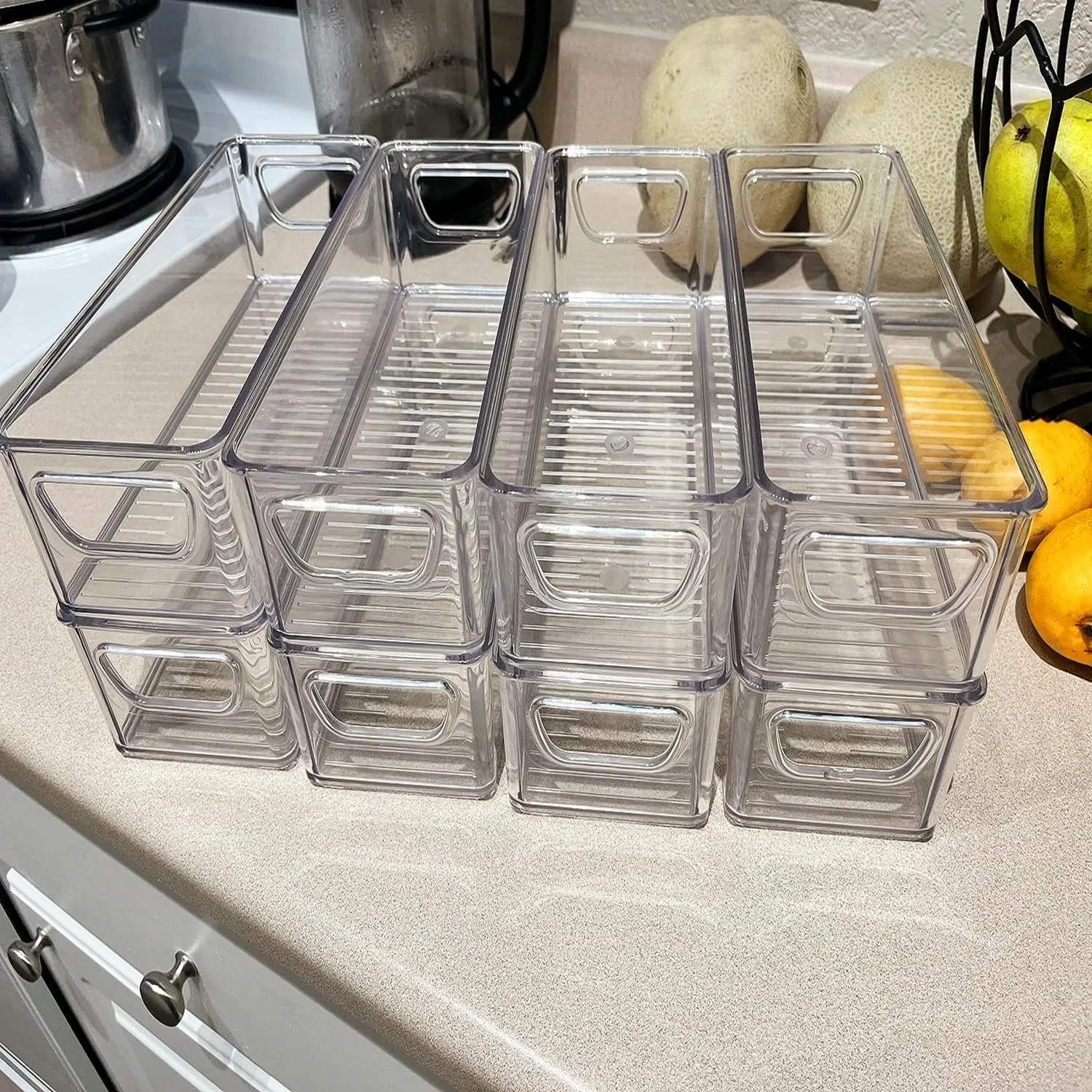 بسته 8 عددی سطل های سازمان دهنده پلاستیکی شفاف Beauenty، جعبه های نگهداری یخچال، ظروف نگهداری مواد غذایی با دسته، برای سازماندهی یخچال، کابینت، آشپزخانه، پیشخوان، کمد، فریزر بسته 8 عددی سطل های سازمان دهنده پلاستیکی شفاف Beauenty، جعبه های نگهداری یخچال، ظروف نگهداری مواد غذایی با دسته، برای سازماندهی یخچال، کابینت، آشپزخانه، پیشخوان، کمد، فریزر