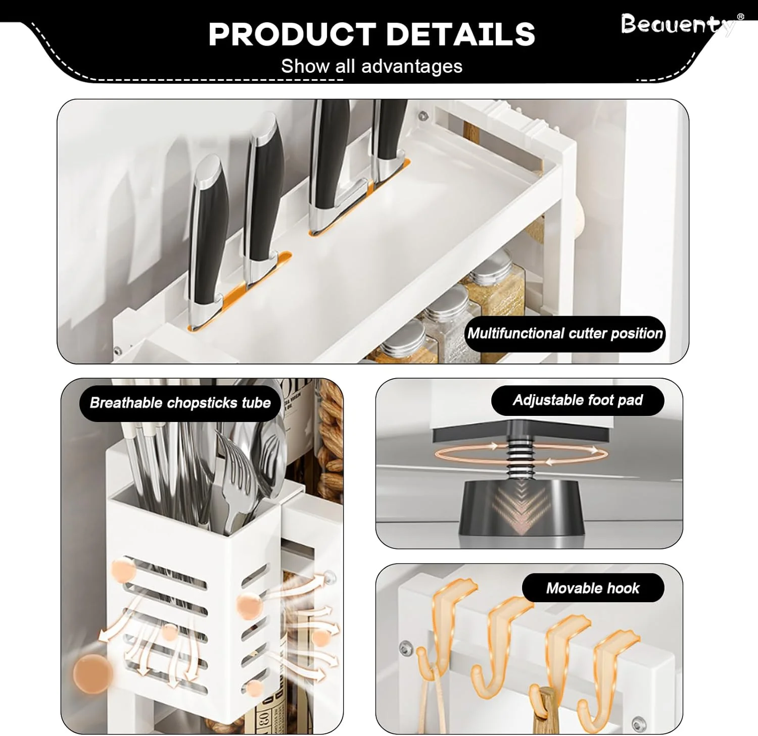 ارگانایزر قفسه ادویه Beauenty، قفسه باریک ادویه رومیزی با قلاب، ارگانایزر قابل تنظیم پایه برای کابینت آشپزخانه، انبار (مشکی 2 طبقه) ارگانایزر قفسه ادویه Beauenty، قفسه باریک ادویه رومیزی با قلاب، ارگانایزر قابل تنظیم پایه برای کابینت آشپزخانه، انبار (مشکی 2 طبقه)