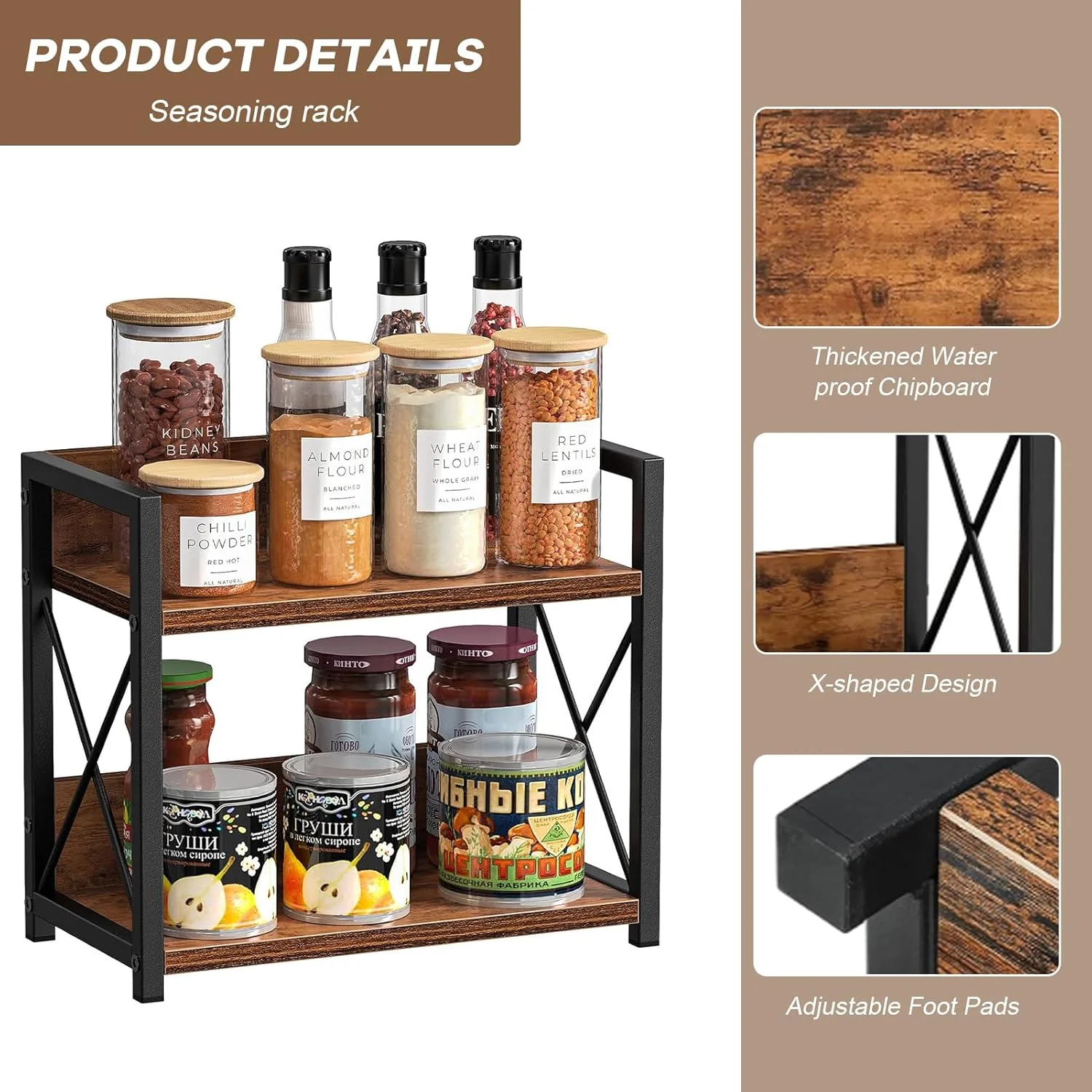 قفسه چوبی آشپزخانه Beauenty، سازمان دهنده قفسه ادویه دو طبقه برای انبار، قفسه پیشخوان آشپزخانه، سازمان دهنده لوازم جانبی قهوه، قفسه ادویه (قهوه ای) قفسه چوبی آشپزخانه Beauenty، سازمان دهنده قفسه ادویه دو طبقه برای انبار، قفسه پیشخوان آشپزخانه، سازمان دهنده لوازم جانبی قهوه، قفسه ادویه (قهوه ای)