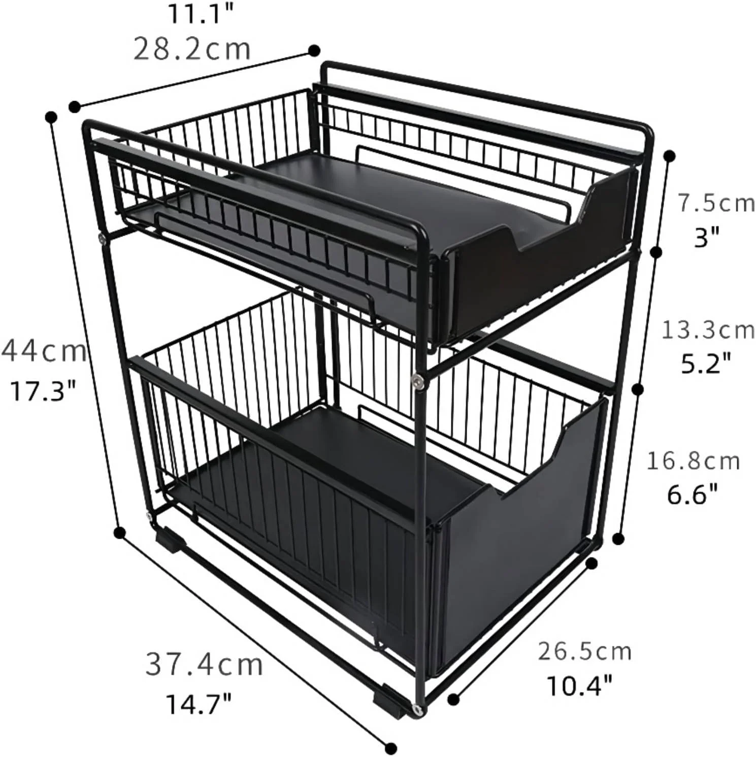کشو دو طبقه Arabest، قفسه ادویه آشپزخانه، سبد کشویی زیر سینک، سازمان دهنده ذخیره سازی برای حمام، دفتر، آشپزخانه (بزرگ، مشکی) کشو دو طبقه Arabest، قفسه ادویه آشپزخانه، سبد کشویی زیر سینک، سازمان دهنده ذخیره سازی برای حمام، دفتر، آشپزخانه (بزرگ، مشکی)