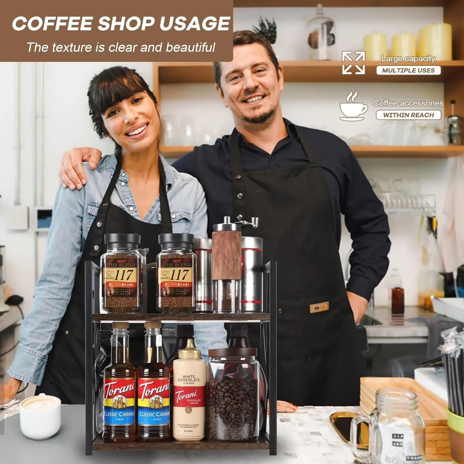 قفسه چوبی آشپزخانه Beauenty، سازمان دهنده قفسه ادویه دو طبقه برای انبار، قفسه پیشخوان آشپزخانه، سازمان دهنده لوازم جانبی قهوه، قفسه ادویه (قهوه ای) قفسه چوبی آشپزخانه Beauenty، سازمان دهنده قفسه ادویه دو طبقه برای انبار، قفسه پیشخوان آشپزخانه، سازمان دهنده لوازم جانبی قهوه، قفسه ادویه (قهوه ای)