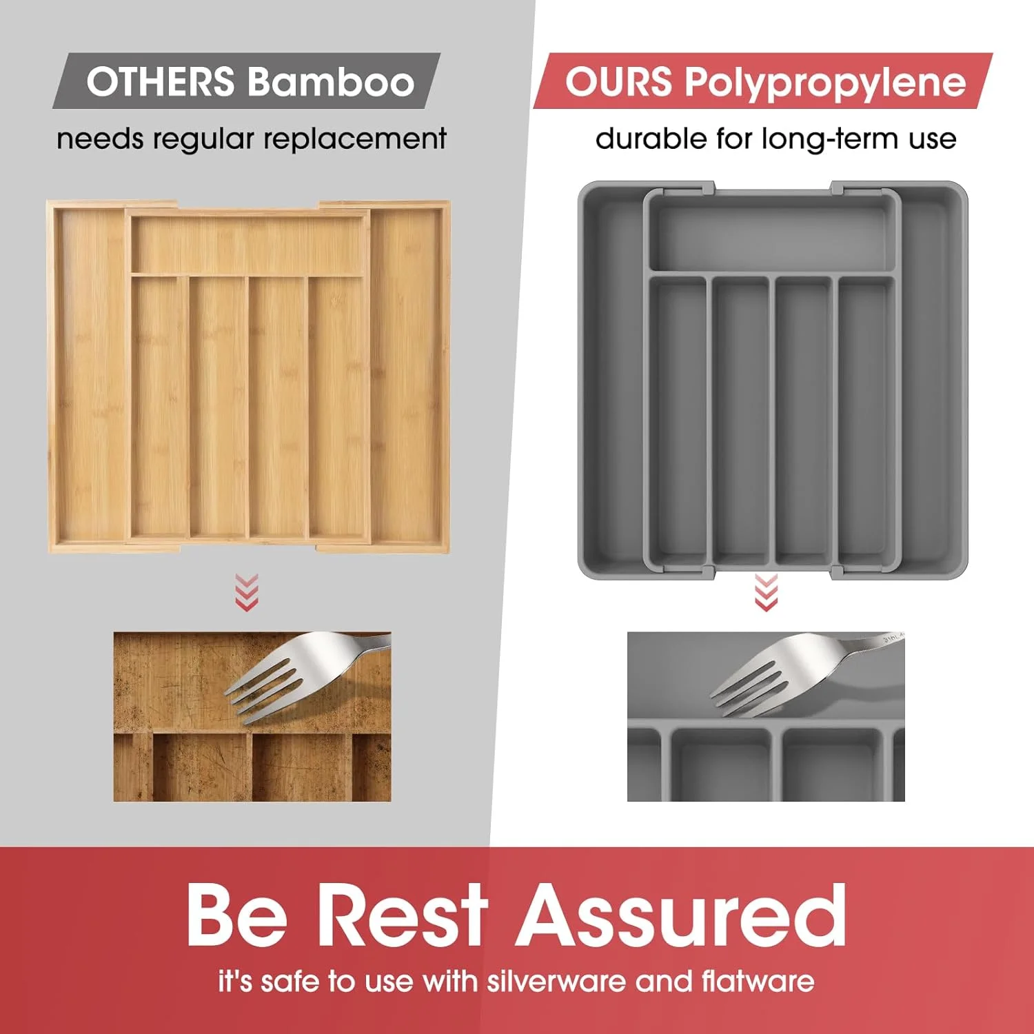 نظم دهنده столовые приборы AUJEN - نظم دهنده کشو آشپزخانه قابل گسترش، نظم دهنده لوازم آشپزی قابل تنظیم، نظم دهنده کشو столовые приборы برای چنگال، چاقو، نظم دهنده های چند منظوره آشپزخانه و راه حل ذخیره سازی، خاکستری نظم دهنده столовые приборы AUJEN - نظم دهنده کشو آشپزخانه قابل گسترش، نظم دهنده لوازم آشپزی قابل تنظیم، نظم دهنده کشو столовые приборы برای چنگال، چاقو، نظم دهنده های چند منظوره آشپزخانه و راه حل ذخیره سازی، خاکستری