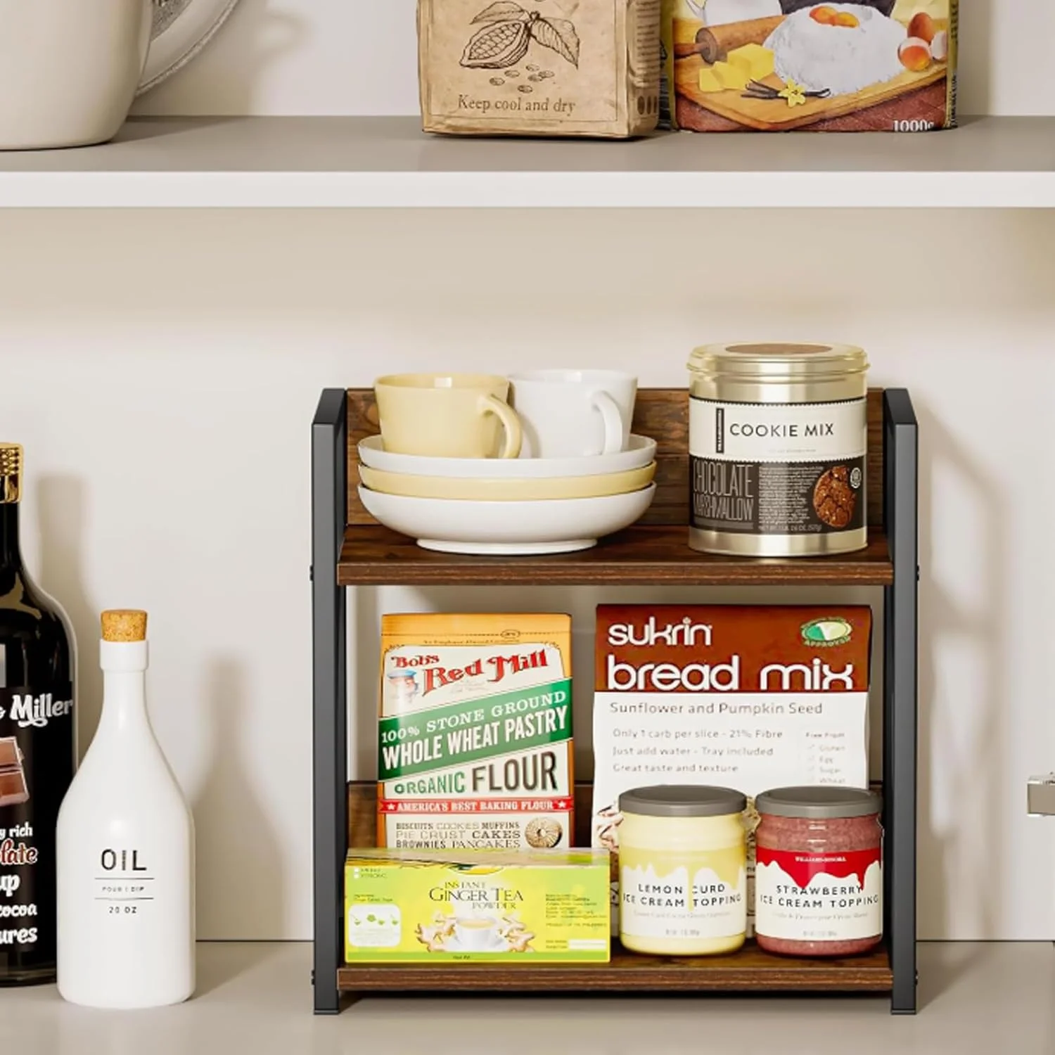 قفسه چوبی آشپزخانه Beauenty، سازمان دهنده قفسه ادویه دو طبقه برای انبار، قفسه پیشخوان آشپزخانه، سازمان دهنده لوازم جانبی قهوه، قفسه ادویه (قهوه ای) قفسه چوبی آشپزخانه Beauenty، سازمان دهنده قفسه ادویه دو طبقه برای انبار، قفسه پیشخوان آشپزخانه، سازمان دهنده لوازم جانبی قهوه، قفسه ادویه (قهوه ای)