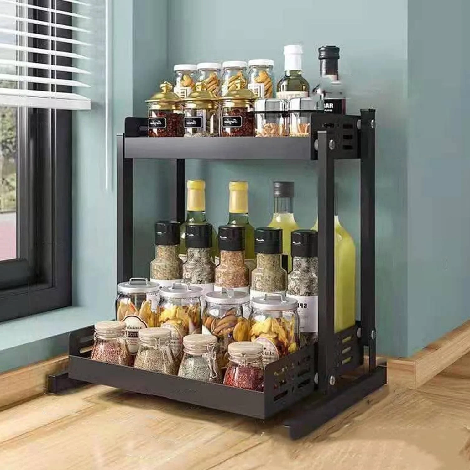 ارگانایزر دو طبقه ادویه ANTOLE برای کابینت، قفسه آشپزخانه قابل چیدن روی میز، قفسه نگهداری تاشو برای شیشه ها، صرفه جویی در فضا و بادوام، مناسب برای آشپزخانه، روی میز، انبار، کمد ارگانایزر دو طبقه ادویه ANTOLE برای کابینت، قفسه آشپزخانه قابل چیدن روی میز، قفسه نگهداری تاشو برای شیشه ها، صرفه جویی در فضا و بادوام، مناسب برای آشپزخانه، روی میز، انبار، کمد