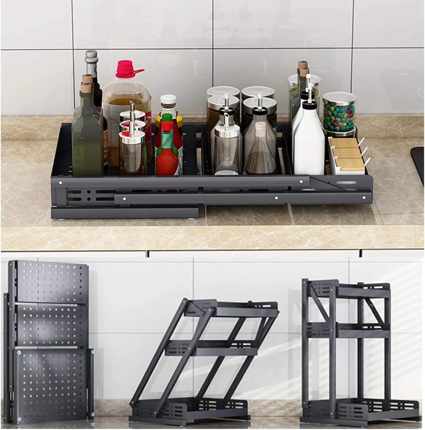 ارگانایزر دو طبقه ادویه ANTOLE برای کابینت، قفسه آشپزخانه قابل چیدن روی میز، قفسه نگهداری تاشو برای شیشه ها، صرفه جویی در فضا و بادوام، مناسب برای آشپزخانه، روی میز، انبار، کمد ارگانایزر دو طبقه ادویه ANTOLE برای کابینت، قفسه آشپزخانه قابل چیدن روی میز، قفسه نگهداری تاشو برای شیشه ها، صرفه جویی در فضا و بادوام، مناسب برای آشپزخانه، روی میز، انبار، کمد