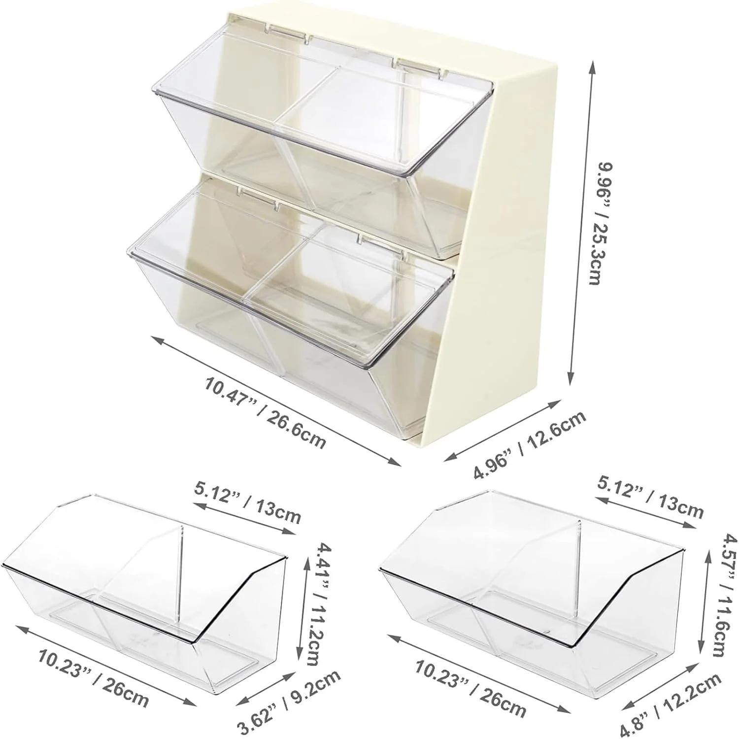 جا کیسه ای چای ANTOLE، سازمان دهنده کیسه چای قابل انباشت با درب، نگهدارنده غلاف قهوه، سازمان دهنده ایستگاه چای، سطل های سازمان دهنده چند منظوره برای بسته شکر، قهوه، در آشپزخانه، انبار (سفید)