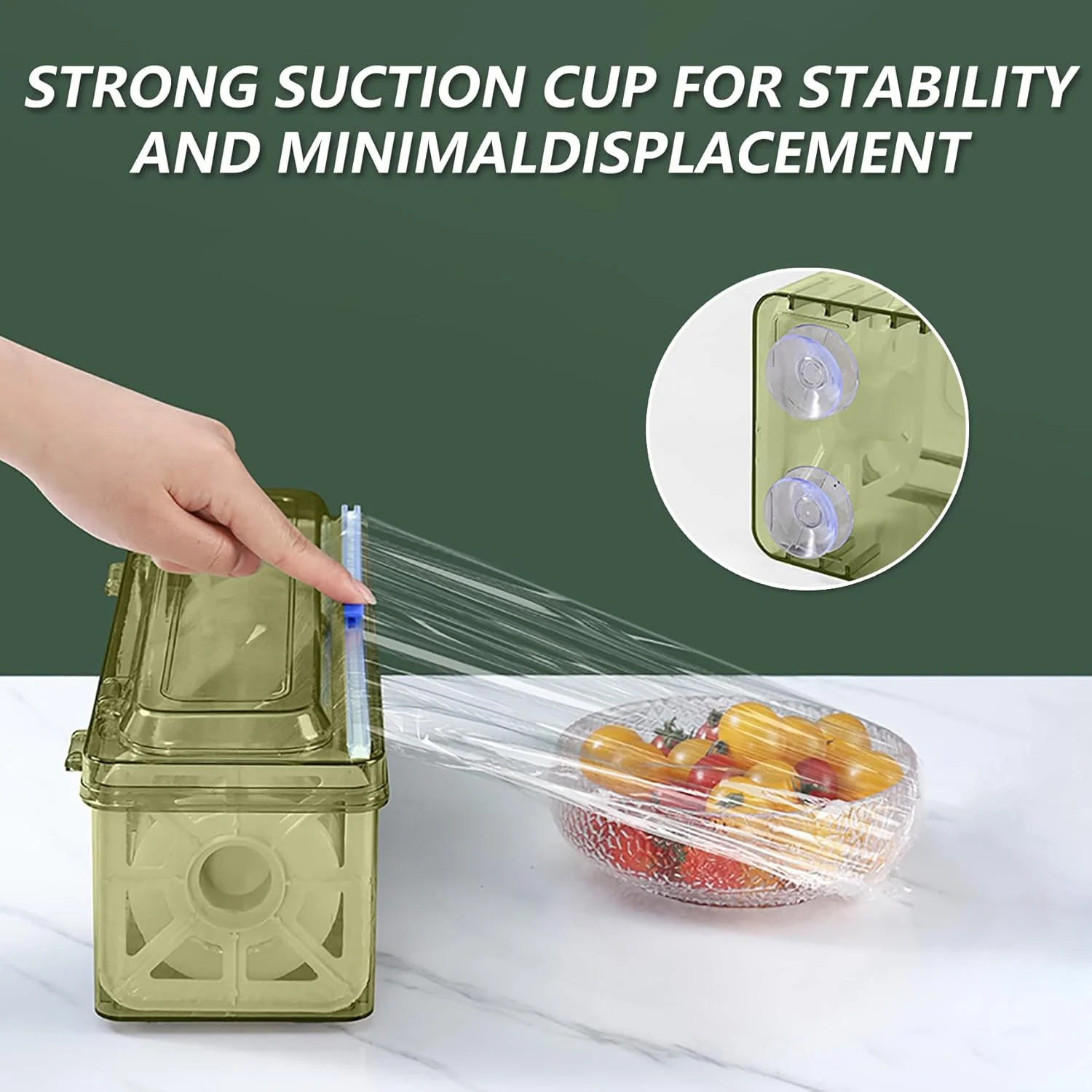 Angju Cling Film Dispenser, Food Wrap Storage Organizer with Slide Cutter, Reusable Cling Film Dispenser, Clear Refillable Wrap Dispenser, Slide Cutter for Aluminum, Foil Film and Wax Paper