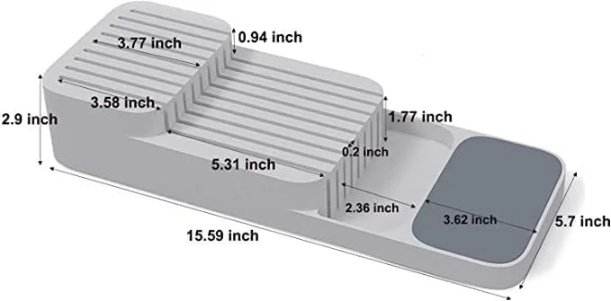 جا چاقویی پلاستیکی داخل کشو Amerteer، جدا کننده چاقوهای کشو آشپزخانه، سینی نگهدارنده کارد و چنگال برای قاشق، چنگال و چاقو