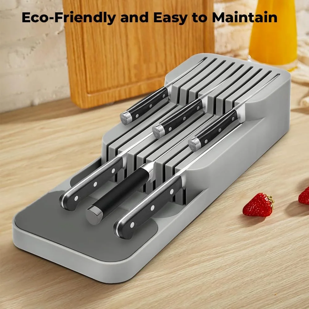 جا چاقویی پلاستیکی داخل کشو Amerteer، جدا کننده چاقوهای کشو آشپزخانه، سینی نگهدارنده کارد و چنگال برای قاشق، چنگال و چاقو
