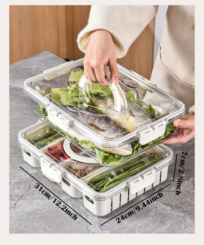 ظرف سرو تقسیم شده AMERTEER با درب و دسته، جعبه اسنک قابل حمل با 4 محفظه - سازمان دهنده نگهداری مواد غذایی برای اسنک، سبزیجات، میوه ها، آجیل و آب نبات، سینی Charcuterie برای پیک نیک و مهمانی ها ظرف سرو تقسیم شده AMERTEER با درب و دسته، جعبه اسنک قابل حمل با 4 محفظه - سازمان دهنده نگهداری مواد غذایی برای اسنک، سبزیجات، میوه ها، آجیل و آب نبات، سینی Charcuterie برای پیک نیک و مهمانی ها