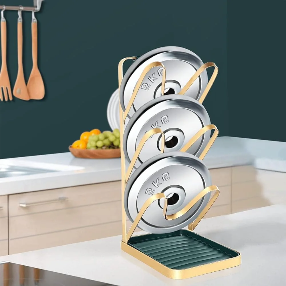 قفسه نگهدارنده درب قابلمه 3 طبقه AMERTEER – نصب چسبی و سینی چکه گیر جداشدنی، نگهدارنده درب تابه ضد زنگ برای درب کابینت، دیوار، روی کابینت – پایه نگهدارنده طلایی و سبز برای نگهداری وسایل آشپزخانه قفسه نگهدارنده درب قابلمه 3 طبقه AMERTEER – نصب چسبی و سینی چکه گیر جداشدنی، نگهدارنده درب تابه ضد زنگ برای درب کابینت، دیوار، روی کابینت – پایه نگهدارنده طلایی و سبز برای نگهداری وسایل آشپزخانه