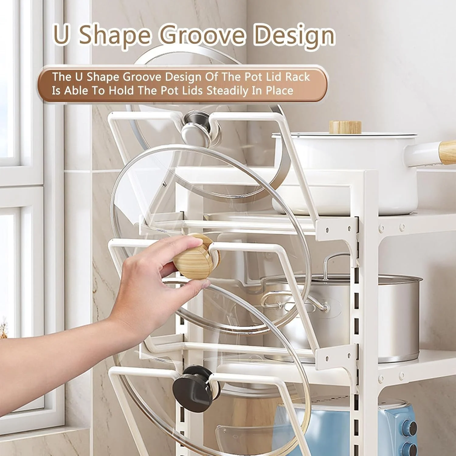 قفسه سازمان دهنده 3 طبقه قابل تنظیم برای قابلمه و تابه، طراحی ایمن ضد واژگونی، فضای ذخیره سازی چند منظوره برای آشپزخانه، انبار، گاراژ یا حمام قفسه سازمان دهنده 3 طبقه قابل تنظیم برای قابلمه و تابه، طراحی ایمن ضد واژگونی، فضای ذخیره سازی چند منظوره برای آشپزخانه، انبار، گاراژ یا حمام