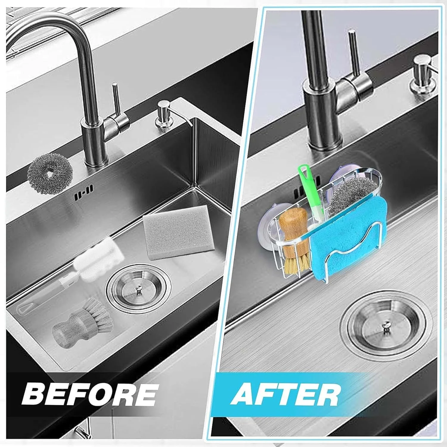 جا اسکاچی سینک ظرفشویی آلمکا کوز مدل 3 در 1، سبد استیل ضد زنگ، آویز سینک M شکل با مکنده، جا دستمال ظرفشویی ضد زنگ، نگهدارنده درپوش سینک برای برس جا اسکاچی سینک ظرفشویی آلمکا کوز مدل 3 در 1، سبد استیل ضد زنگ، آویز سینک M شکل با مکنده، جا دستمال ظرفشویی ضد زنگ، نگهدارنده درپوش سینک برای برس