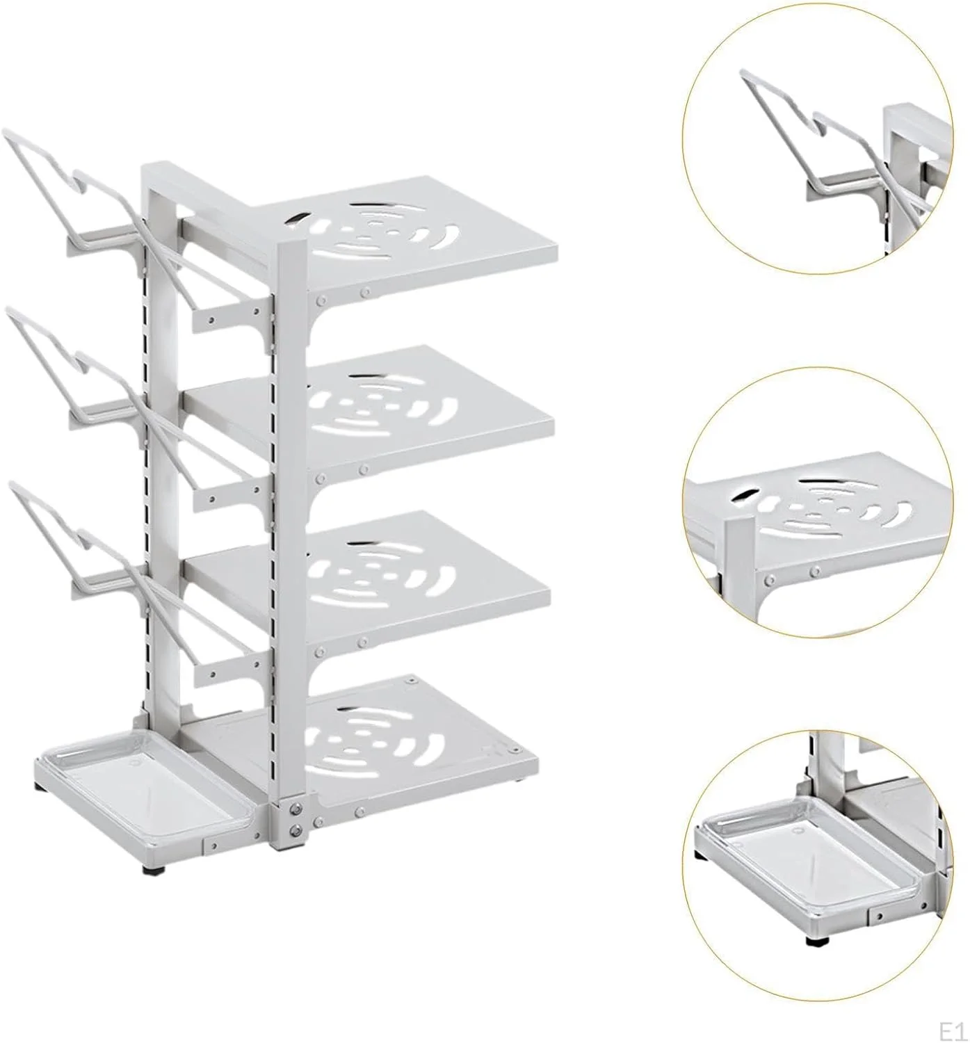 قفسه سازمان دهنده 3 طبقه قابل تنظیم برای قابلمه و تابه، طراحی ایمن ضد واژگونی، فضای ذخیره سازی چند منظوره برای آشپزخانه، انبار، گاراژ یا حمام قفسه سازمان دهنده 3 طبقه قابل تنظیم برای قابلمه و تابه، طراحی ایمن ضد واژگونی، فضای ذخیره سازی چند منظوره برای آشپزخانه، انبار، گاراژ یا حمام