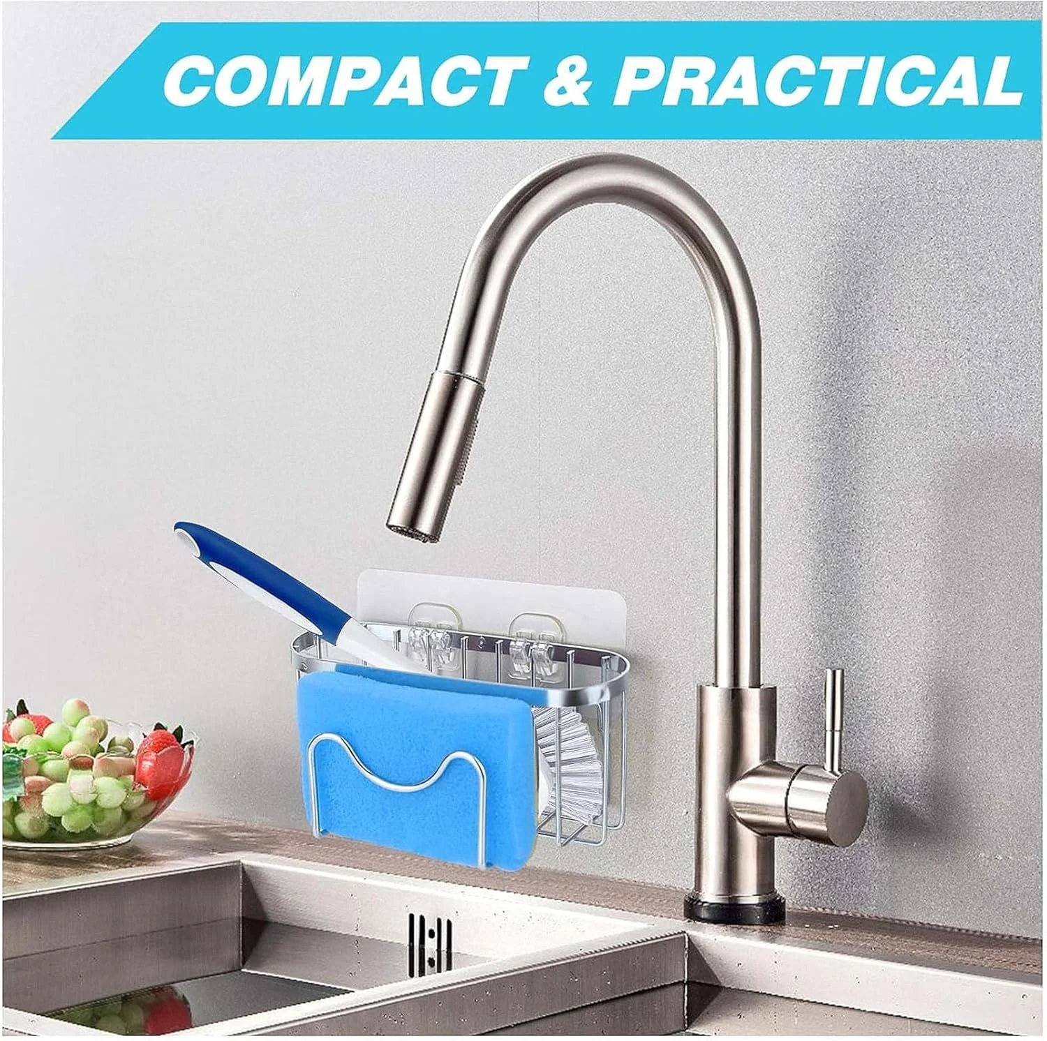 جا اسکاچی سینک ظرفشویی آلمکا کوز مدل 3 در 1، سبد استیل ضد زنگ، آویز سینک M شکل با مکنده، جا دستمال ظرفشویی ضد زنگ، نگهدارنده درپوش سینک برای برس جا اسکاچی سینک ظرفشویی آلمکا کوز مدل 3 در 1، سبد استیل ضد زنگ، آویز سینک M شکل با مکنده، جا دستمال ظرفشویی ضد زنگ، نگهدارنده درپوش سینک برای برس