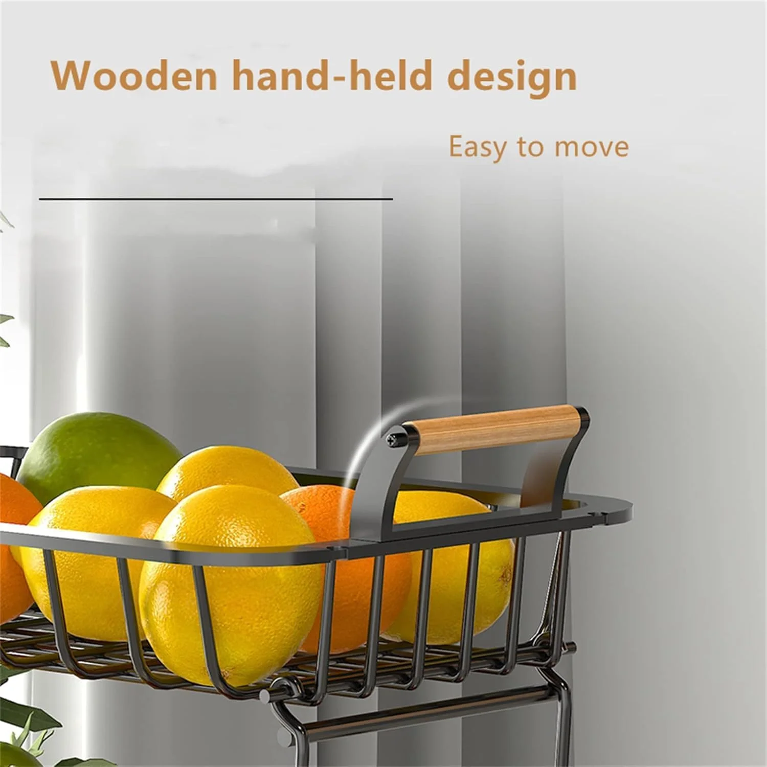 سبد ذخیره سازی میوه و سبزیجات فلزی دو طبقه - سازمان دهنده جداشدنی دو لایه، قفسه آشپزخانه رومیزی برای میوه ها، سبزیجات، نان و تنقلات (مشکی)