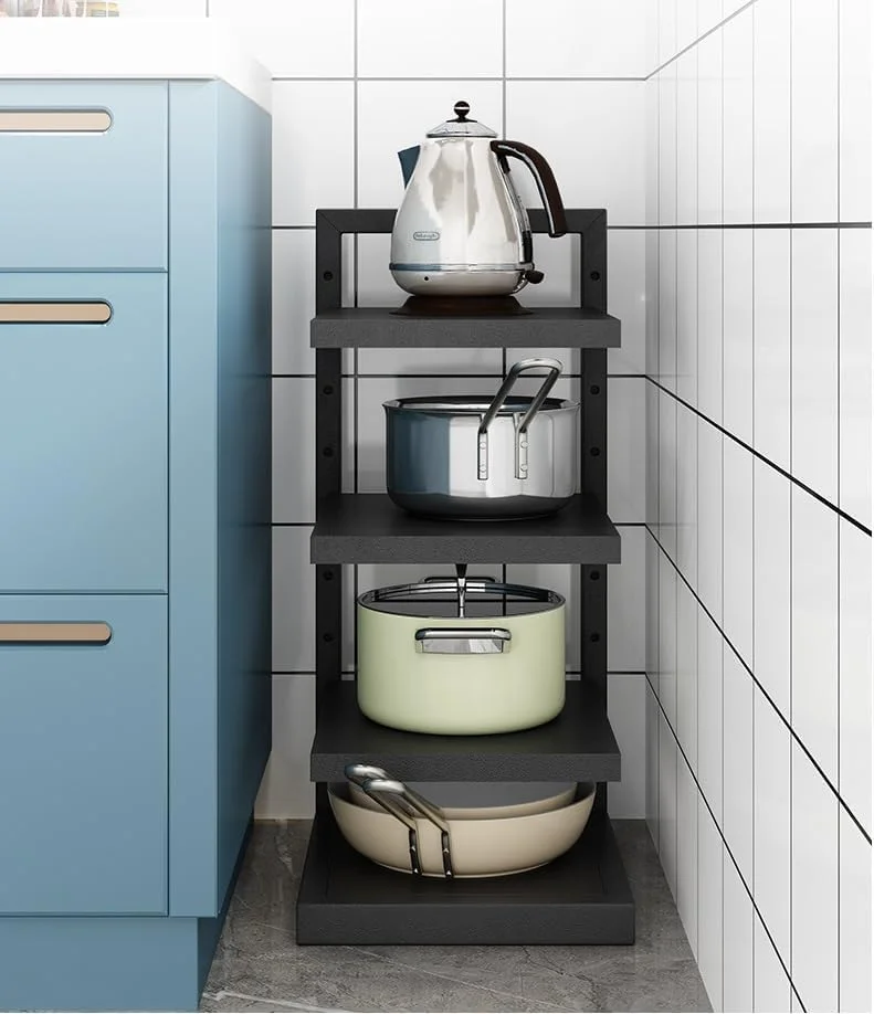 ارگانایزر قابلمه و تابه Aiwanto، قفسه ارگانایزر تابه برای کابینت زیر سینک، ارگانایزر و نگهداری، قفسه قابلمه قابل تنظیم و چسبان برای سازماندهی و نگهداری آشپزخانه (4 طبقه)