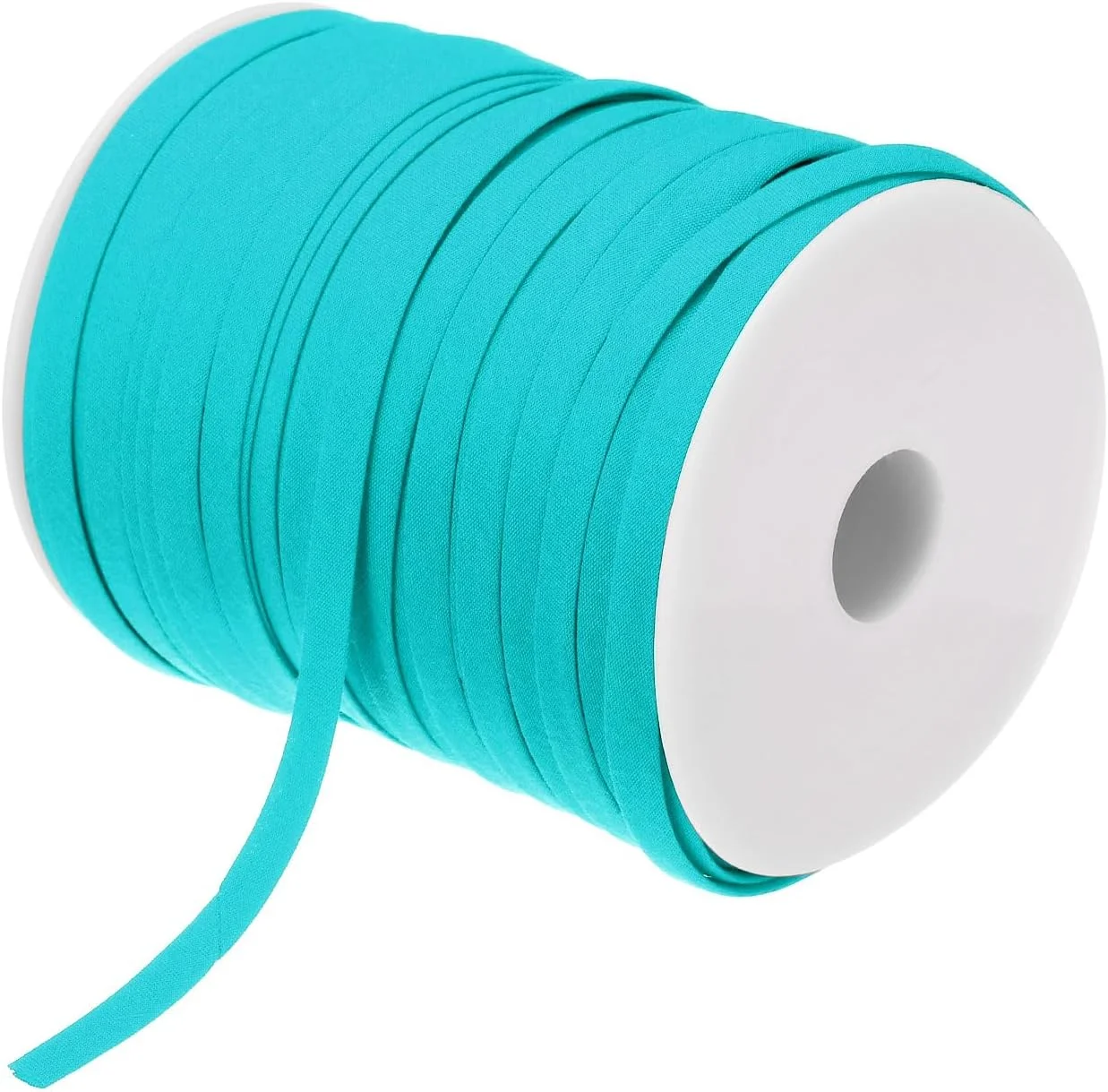 نوار اریب دو لایه کوارکزمن 1/4 اینچ از جنس پلی استر، نوار اریب پیوسته برای خیاطی، لبه دوزی، تکه دوزی، حاشیه کاری صنایع دستی (آبی دریاچه ای، 91 متر)