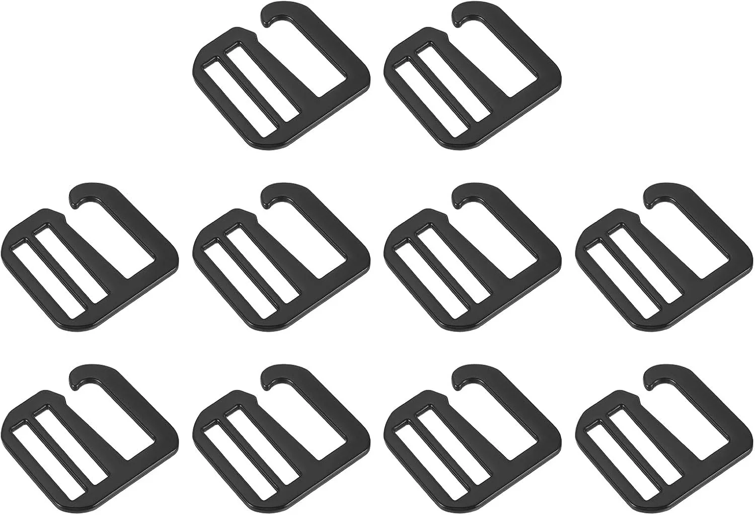 QUARKZMAN بسته 10 عددی سگک قلاب G فلزی قابل تنظیم 26 میلی متری برای بند کوله پشتی، سگک لغزنده سه جهته تخت، مشکی مات