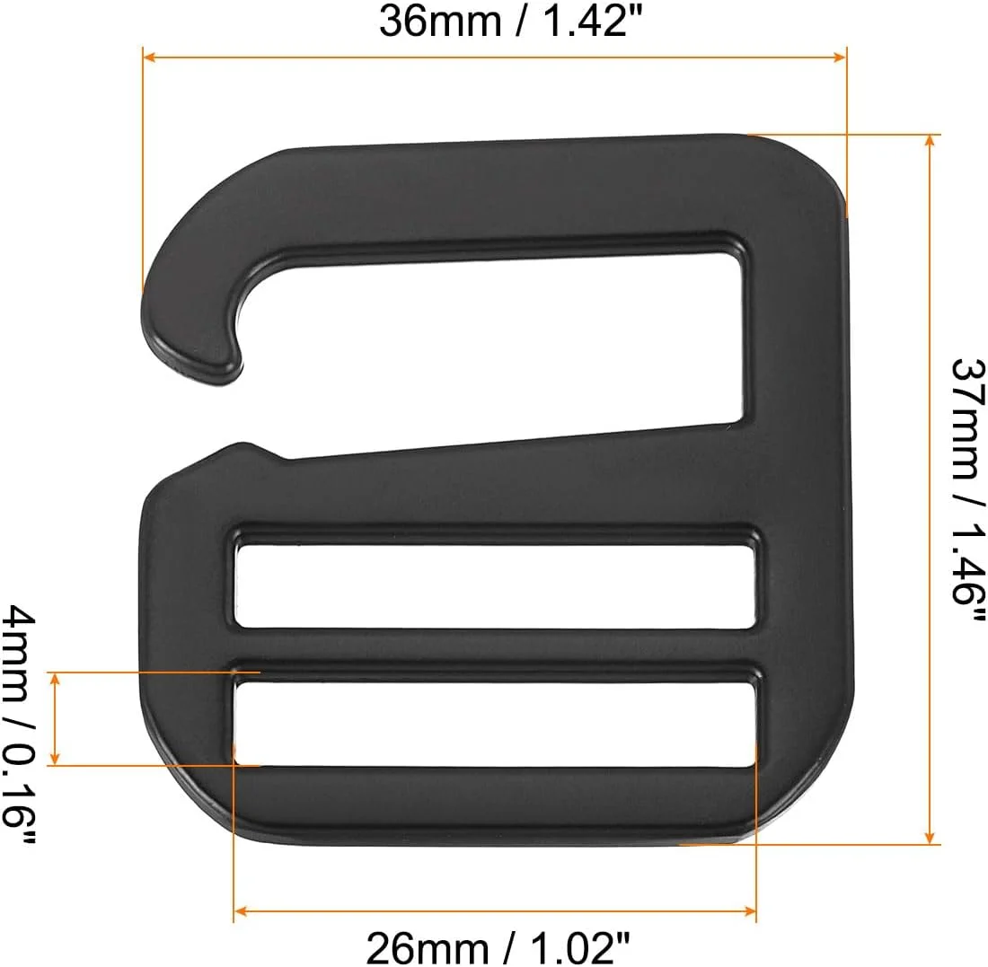 QUARKZMAN بسته 10 عددی سگک قلاب G فلزی قابل تنظیم 26 میلی متری برای بند کوله پشتی، سگک لغزنده سه جهته تخت، مشکی مات QUARKZMAN بسته 10 عددی سگک قلاب G فلزی قابل تنظیم 26 میلی متری برای بند کوله پشتی، سگک لغزنده سه جهته تخت، مشکی مات
