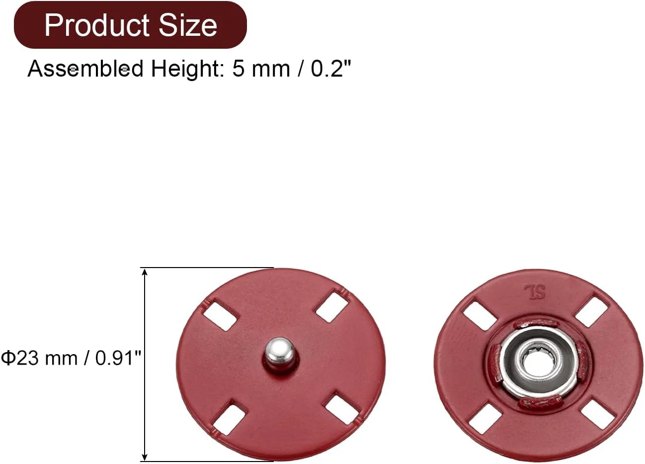 بست های دکمه ای فشاری فلزی نامرئی QUARKZMAN، 5 عددی، برای لباس، صنایع دستی چرمی (شرابی، 23 میلی متر) بست های دکمه ای فشاری فلزی نامرئی QUARKZMAN، 5 عددی، برای لباس، صنایع دستی چرمی (شرابی، 23 میلی متر)