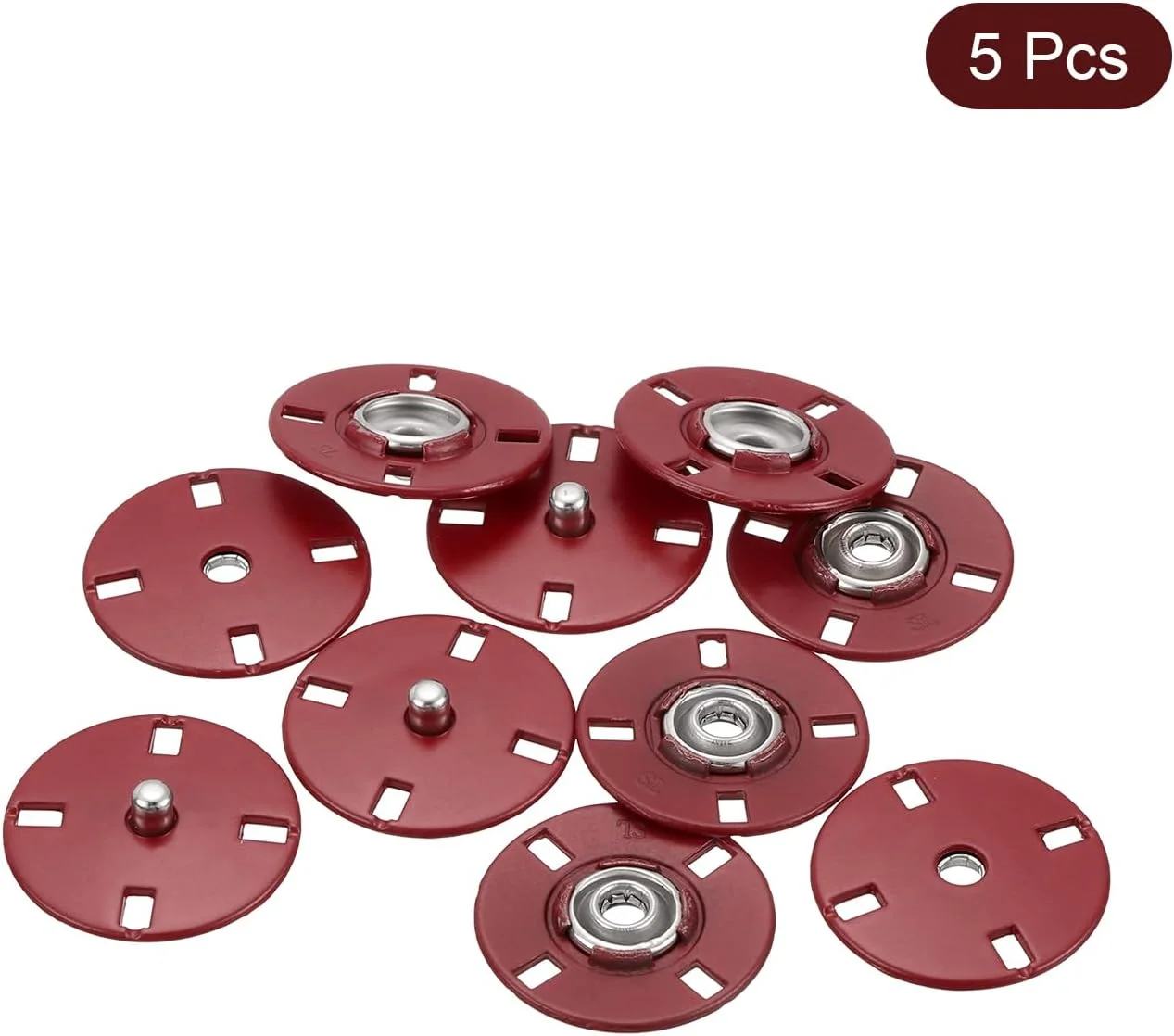 بست های دکمه ای فشاری فلزی نامرئی QUARKZMAN، 5 عددی، برای لباس، صنایع دستی چرمی (شرابی، 23 میلی متر) بست های دکمه ای فشاری فلزی نامرئی QUARKZMAN، 5 عددی، برای لباس، صنایع دستی چرمی (شرابی، 23 میلی متر)