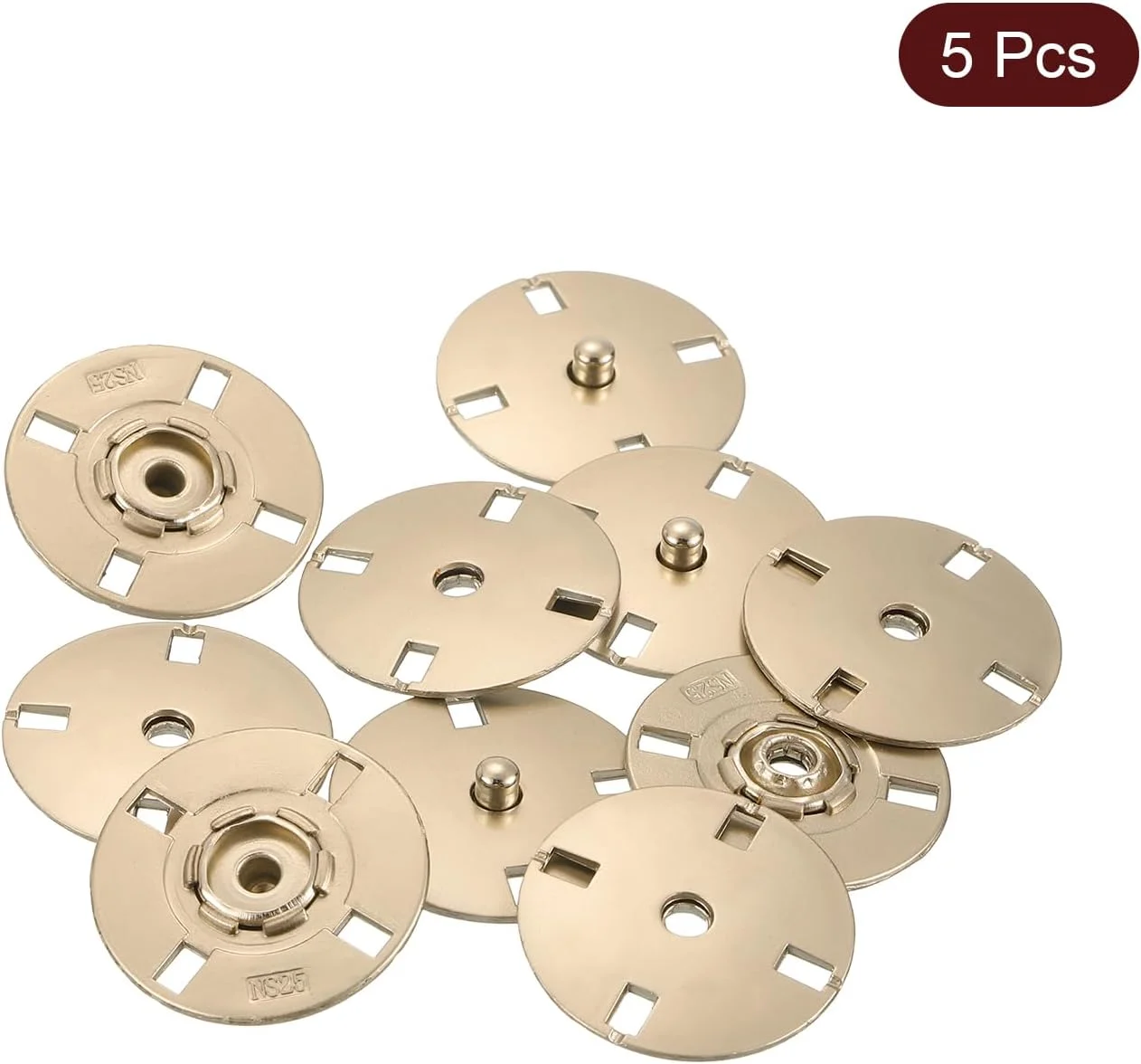 بسته 5 عددی دکمه فشاری QUARKZMAN، دکمه فلزی نامرئی برای بستن لباس، چرم و خیاطی (طلایی مات، 23 میلی متر)