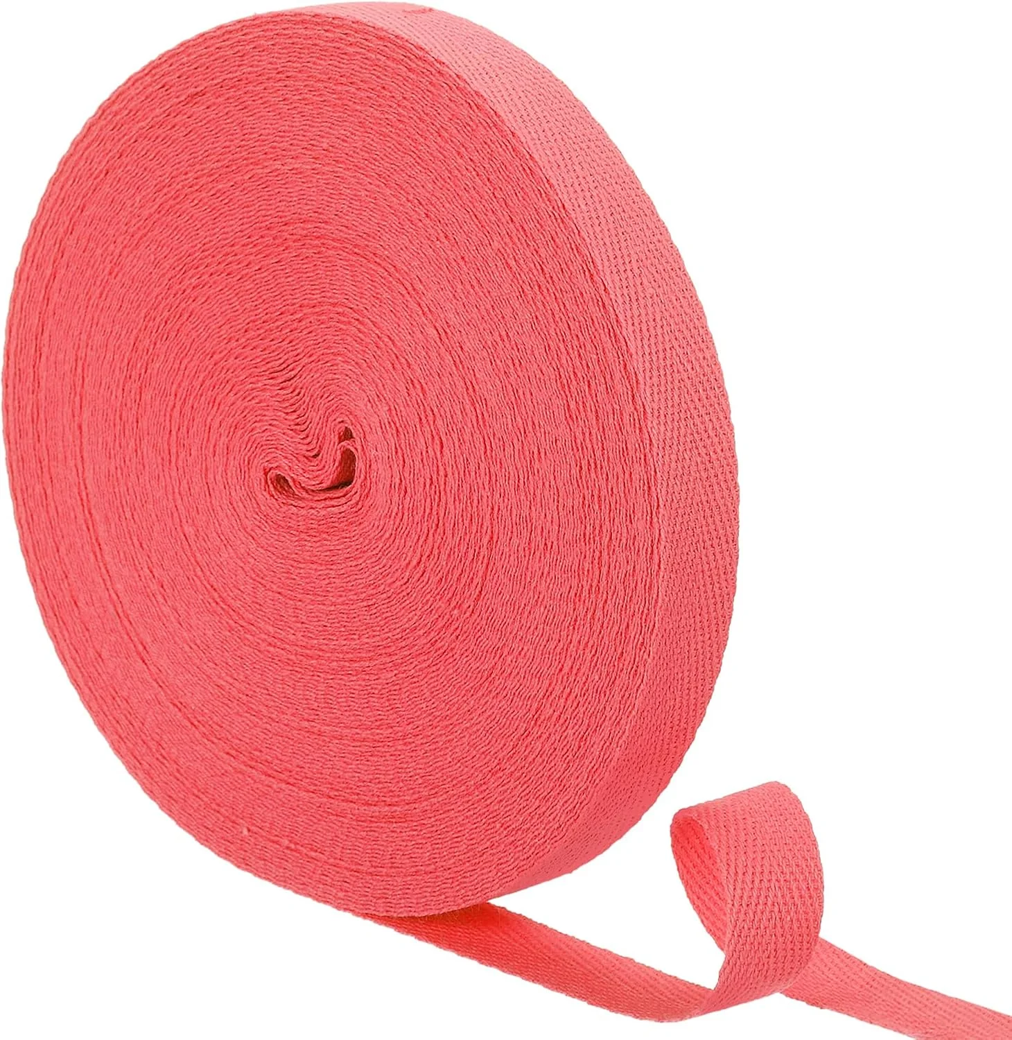 QUARKZMAN 21 Metres Cotton Twill Tape, 5/8 Inch Herringbone Weaving Tape Bias Binding Bands for Clothing Sewing, DIY Crafts (Pink Red)