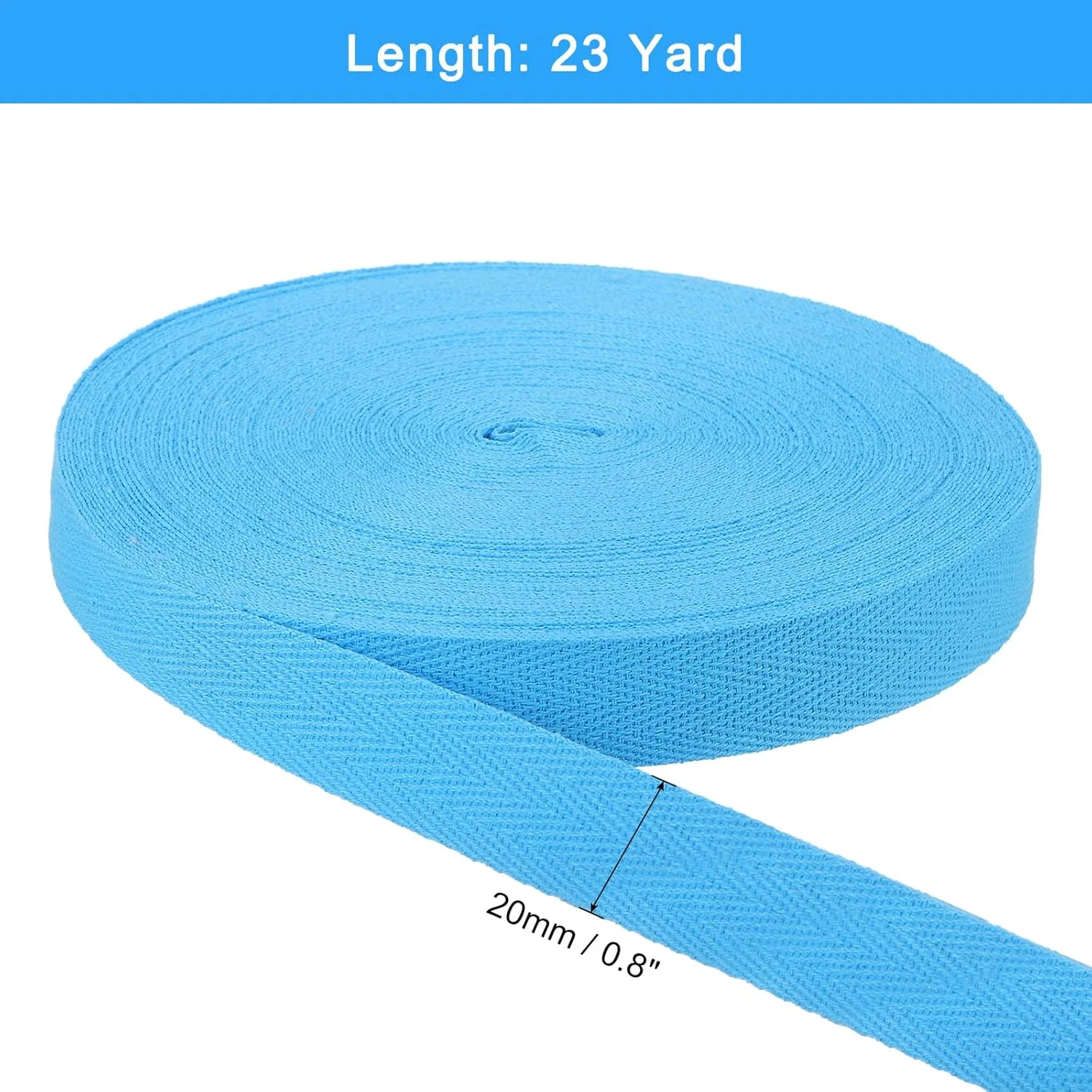QUARKZMAN 21 Meters Cotton Twill Tape, 3/4 Inch Herringbone Weaving Tape Bias Binding Bands for Clothing Sewing, DIY Crafts (Lake Blue) QUARKZMAN 21 Meters Cotton Twill Tape, 3/4 Inch Herringbone Weaving Tape Bias Binding Bands for Clothing Sewing, DIY Crafts (Lake Blue)