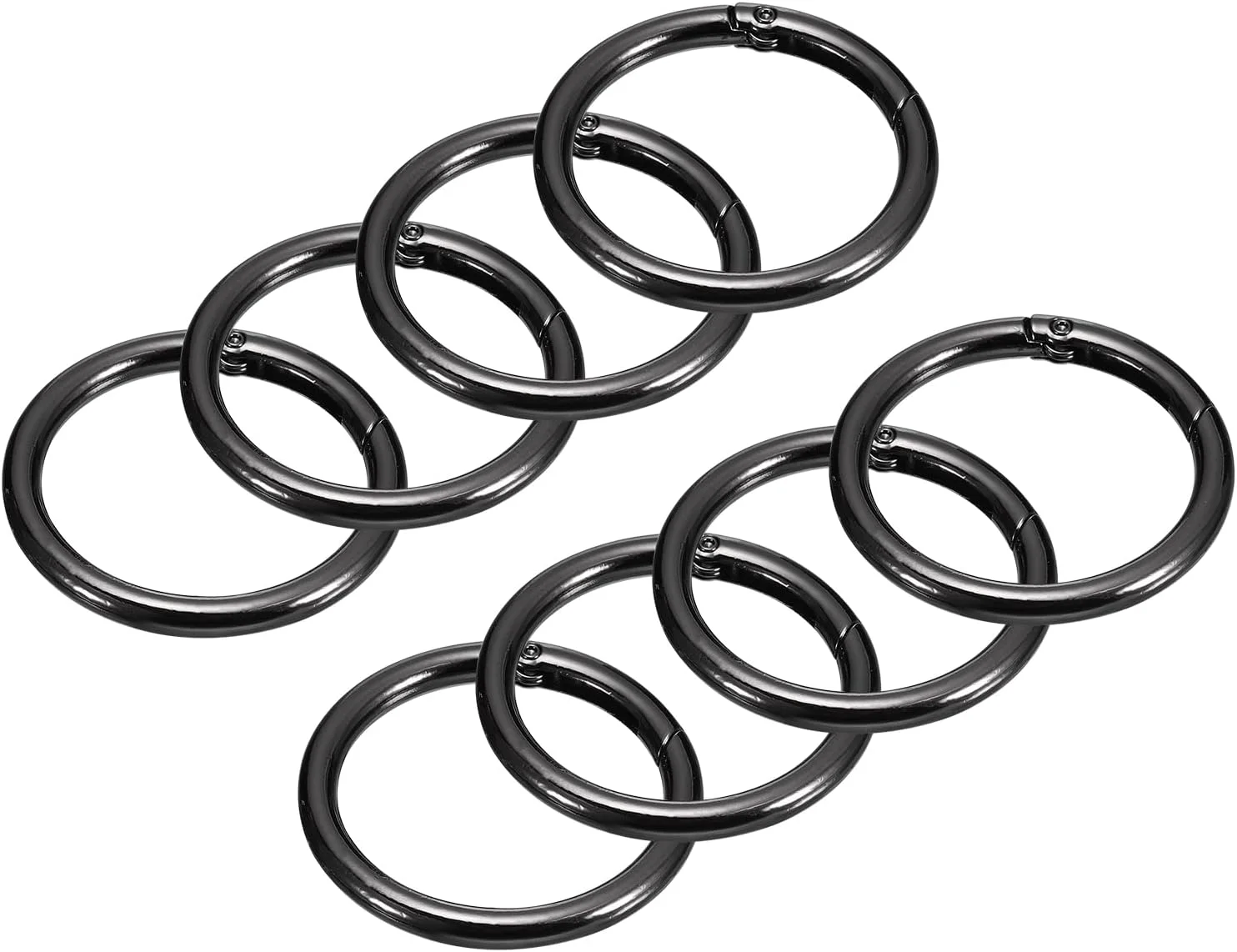 حلقه های فنری گرد QUARKZMAN، بسته 8 عددی، گیره های فنری ماشه ای با قطر خارجی 1.85 اینچ برای کیف های دستی، کیف پول، جاکلیدی، لوازم جانبی DIY، فلزی مشکی