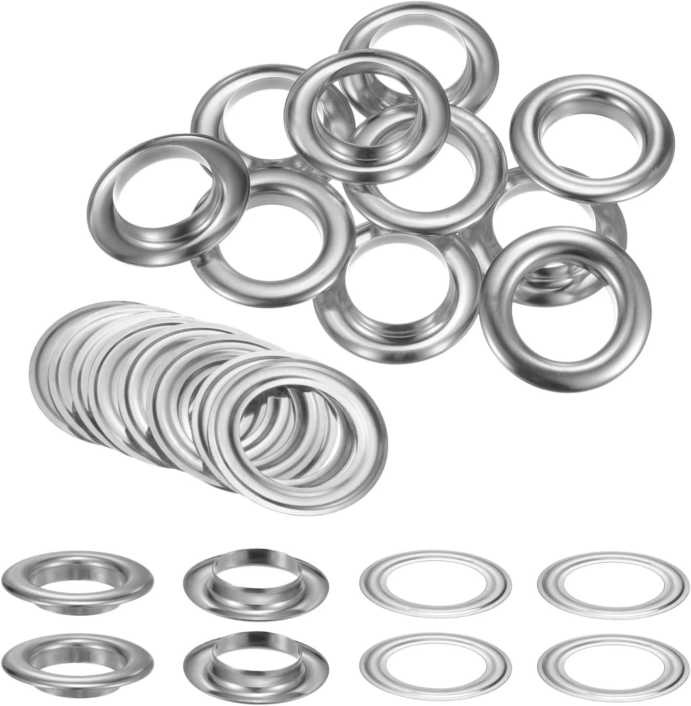 مجموعه 10 عددی پرچ و واشر QUARKZMAN، کیت پرچ فلزی مسی 30 میلی متری برای پارچه، پرده، کمربند چرمی، کفش، کیف، کاردستی، رنگ نقره ای