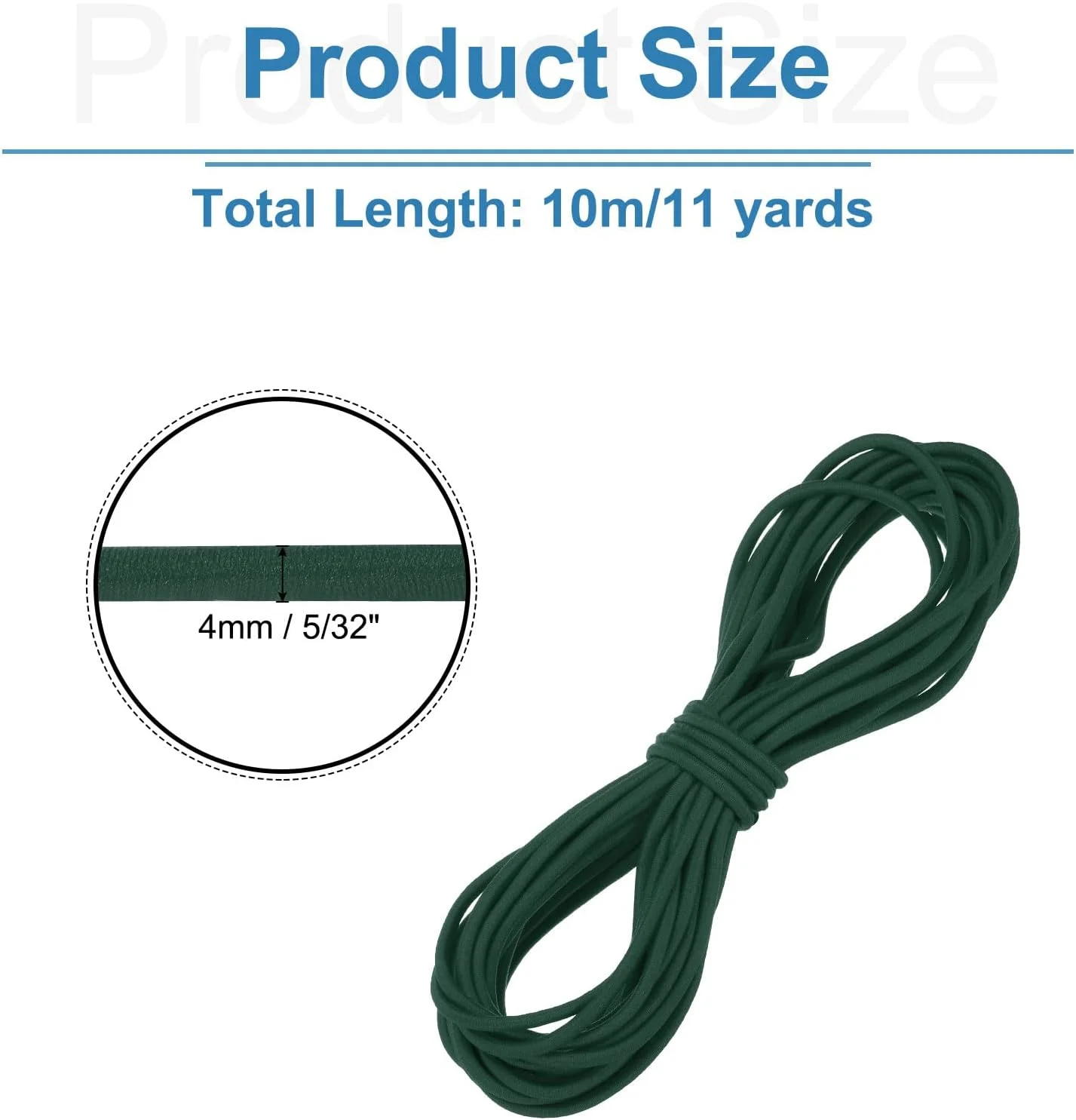 QUARKZMAN Elastic Rope Strong Stretch Cord Rope 5/32 Inch 11 Yards (4 mm x 10 m) Elastic Rope for DIY Sewing, Outdoor Camping, Attachment Straps, Deep Green QUARKZMAN Elastic Rope Strong Stretch Cord Rope 5/32 Inch 11 Yards (4 mm x 10 m) Elastic Rope for DIY Sewing, Outdoor Camping, Attachment Straps, Deep Green