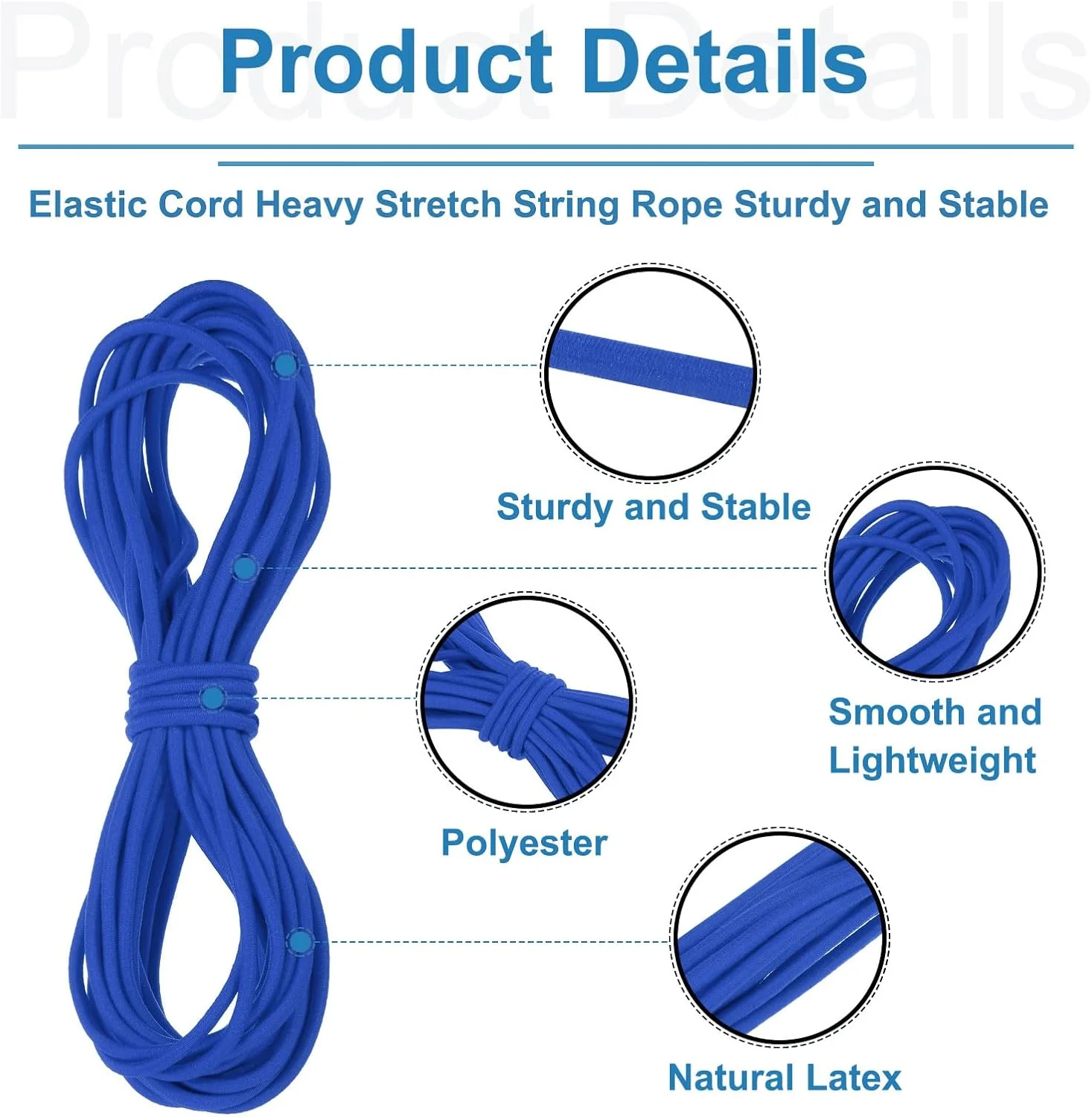 QUARKZMAN Elastic Rope Strong Stretch Cord Rope 5/32 Inch 11 Yards (4 mm x 10 m) Elastic Cord for DIY Sewing, Outdoor Camping, Fastening Straps, Sapphire QUARKZMAN Elastic Rope Strong Stretch Cord Rope 5/32 Inch 11 Yards (4 mm x 10 m) Elastic Cord for DIY Sewing, Outdoor Camping, Fastening Straps, Sapphire