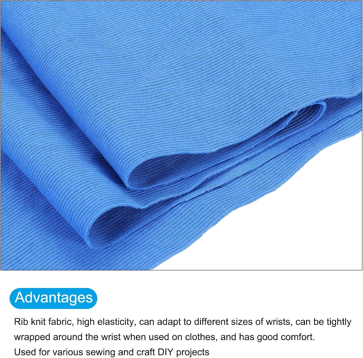 QUARKZMAN 39" Elastic Cuffs Ribbed Trim Cotton Fabric Ribbed Knit Elastic Ribbon Cuff Sleeve Sewing Belt, 10 Inch Wide Sky Blue QUARKZMAN 39" Elastic Cuffs Ribbed Trim Cotton Fabric Ribbed Knit Elastic Ribbon Cuff Sleeve Sewing Belt, 10 Inch Wide Sky Blue