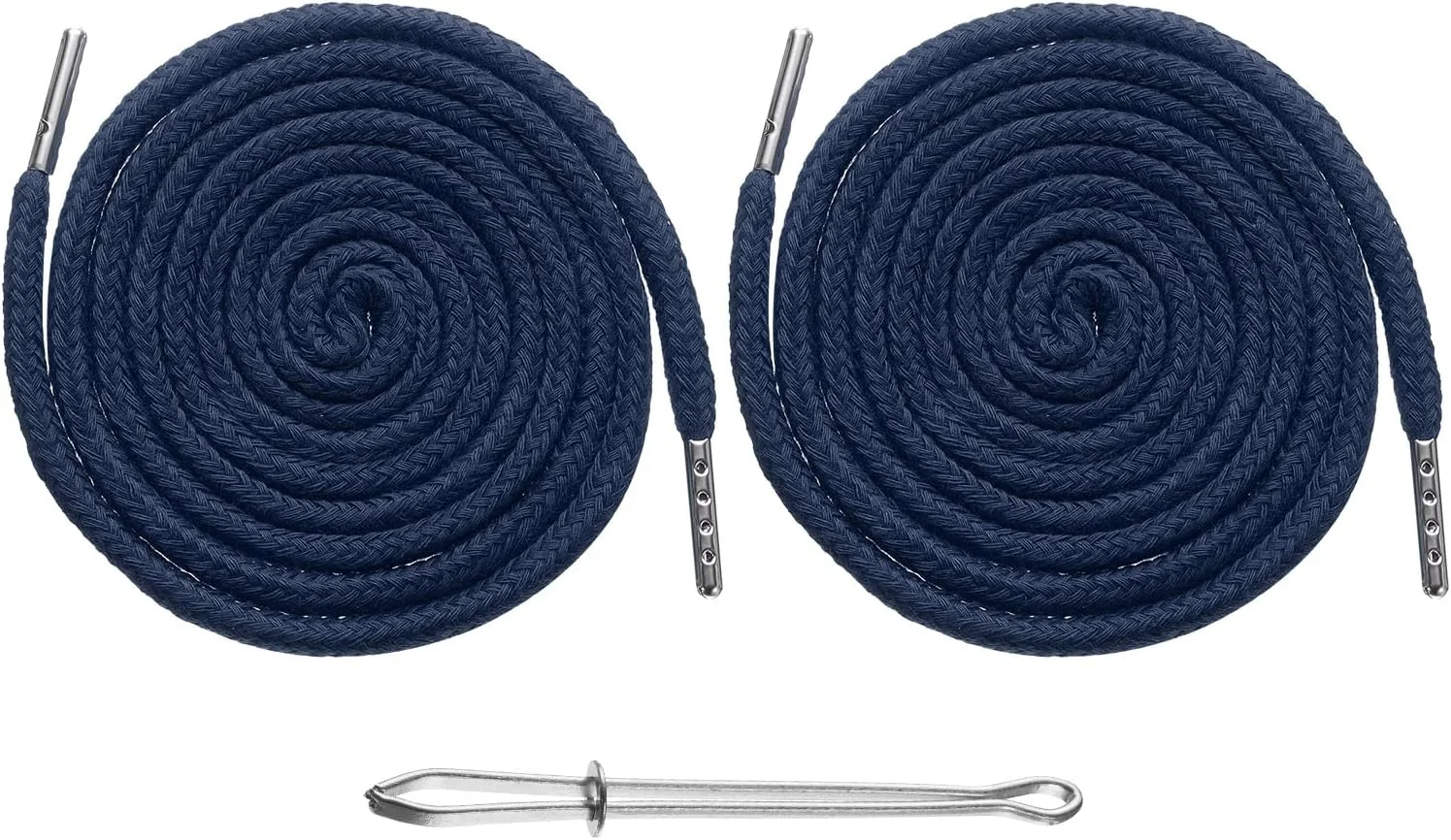 QUARKZMAN Pack of 2 Drawstrings 130 cm Replacement Drawstring Hooded Band Sewing Tool with Threader for Hoodie Sweatpants Jackets Trousers Hats Coats Bags Navy Blue