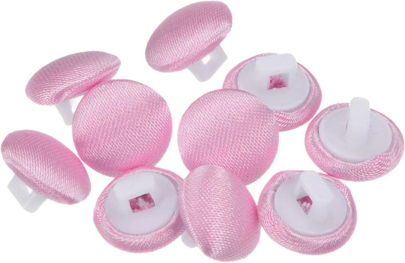 دکمه های روکش پارچه ای 10 عددی 16 لیتری QUARKZMAN، دکمه های خیاطی پلاستیکی گرد 10 میلی متری برای کت و شلوار، لباس، بلوز، صورتی