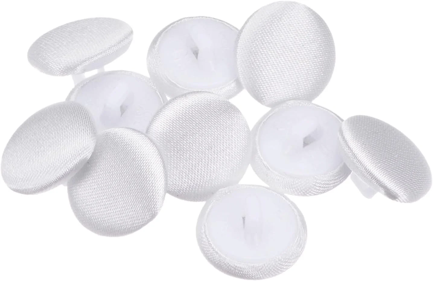 بسته 10 عددی دکمه های روکش پارچه ای 24 لیتری QUARKZMAN، دکمه های خیاطی پلاستیکی گرد 15 میلی متری برای کت و شلوار، لباس، بلوز، سفید