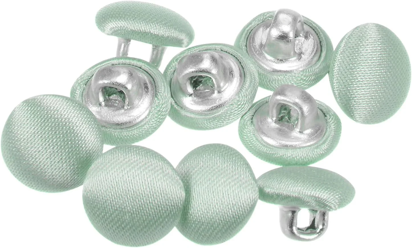 بسته 10 عددی دکمه های روکش پارچه ای 16 لیتری QUARKZMAN، دکمه های خیاطی فلزی ساقه دار گرد 10 میلی متری برای کت و شلوار، لباس، بلوز، ژاکت، سبز روشن