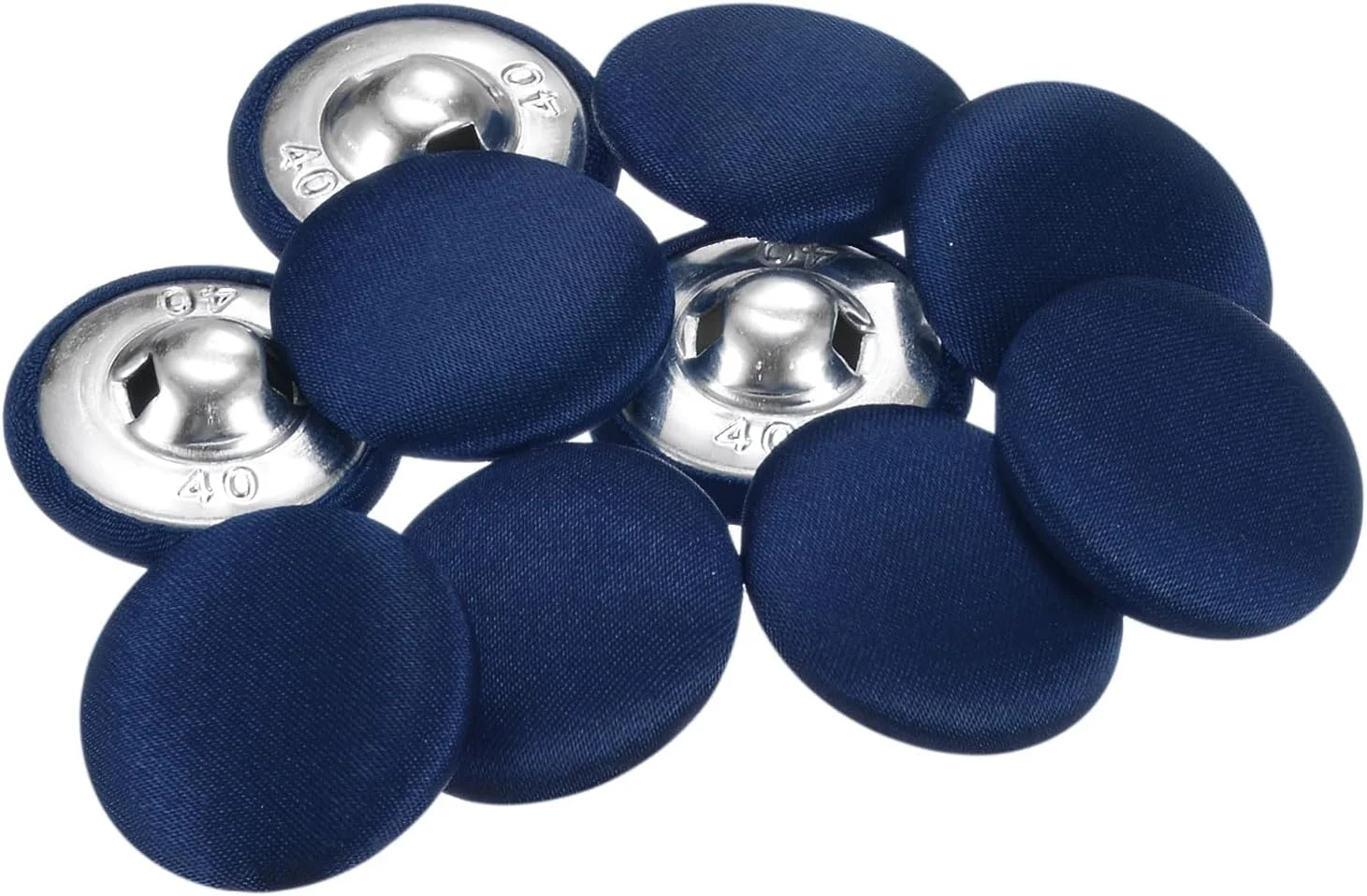 بسته 10 عددی دکمه های روکش پارچه ای 40 لیتری QUARKZMAN، دکمه های خیاطی فلزی ساقه دار گرد 25 میلی متری برای کت و شلوار، لباس، بلوز، ژاکت، آبی تیره