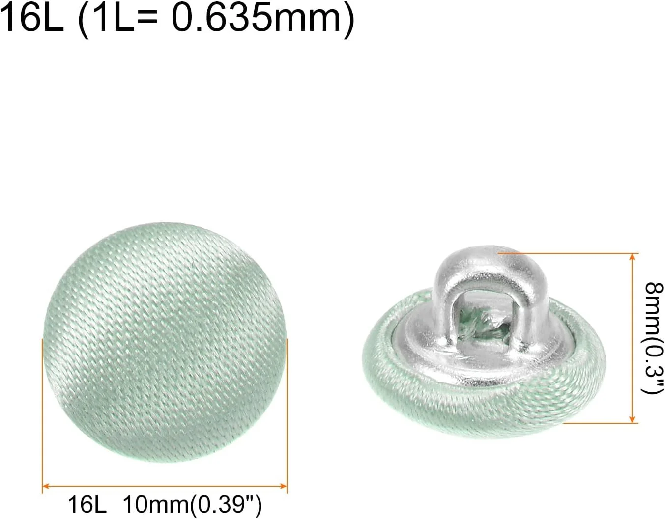 بسته 10 عددی دکمه های روکش پارچه ای 16 لیتری QUARKZMAN، دکمه های خیاطی فلزی ساقه دار گرد 10 میلی متری برای کت و شلوار، لباس، بلوز، ژاکت، سبز روشن