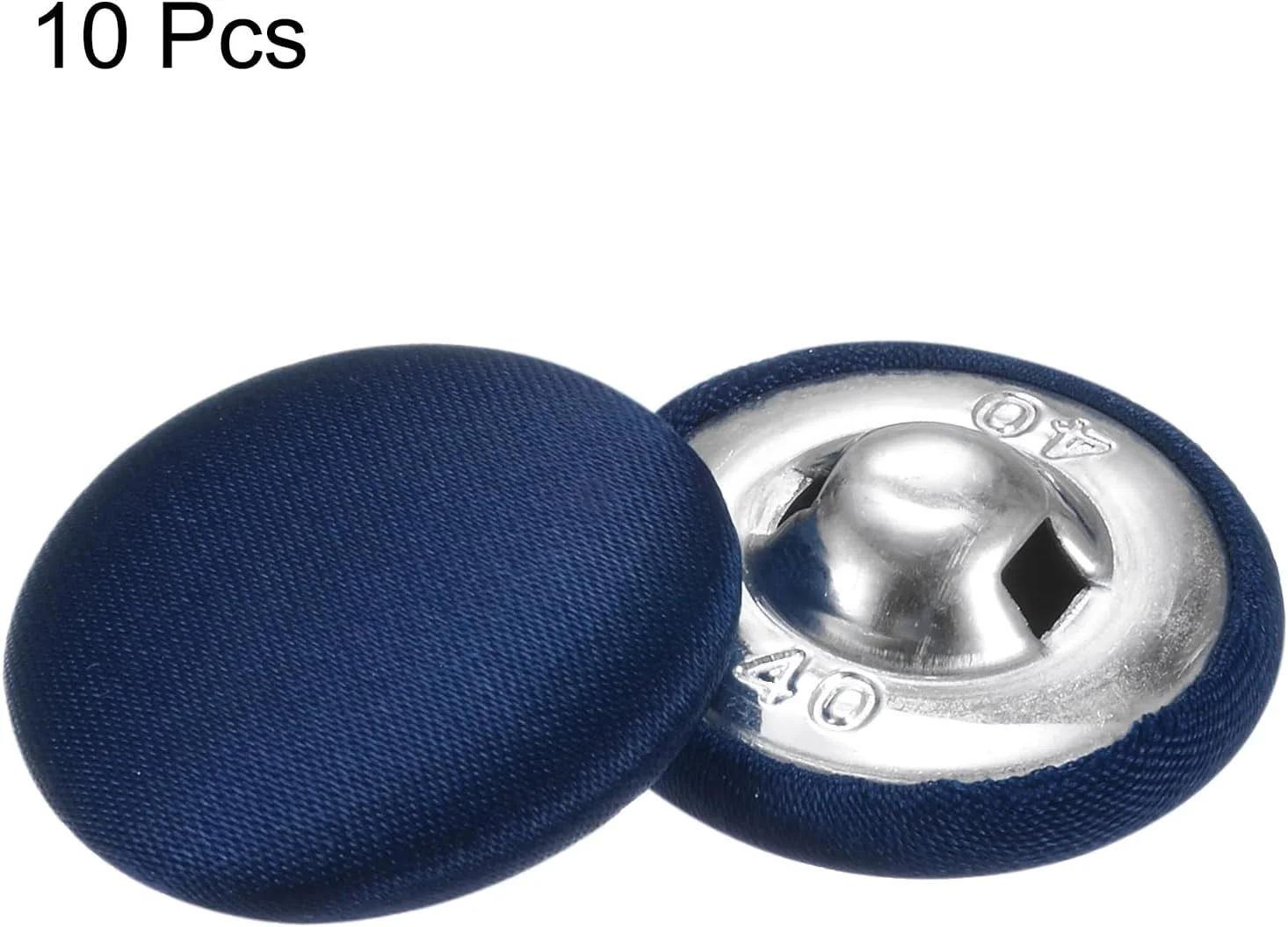 بسته 10 عددی دکمه های روکش پارچه ای 40 لیتری QUARKZMAN، دکمه های خیاطی فلزی ساقه دار گرد 25 میلی متری برای کت و شلوار، لباس، بلوز، ژاکت، آبی تیره