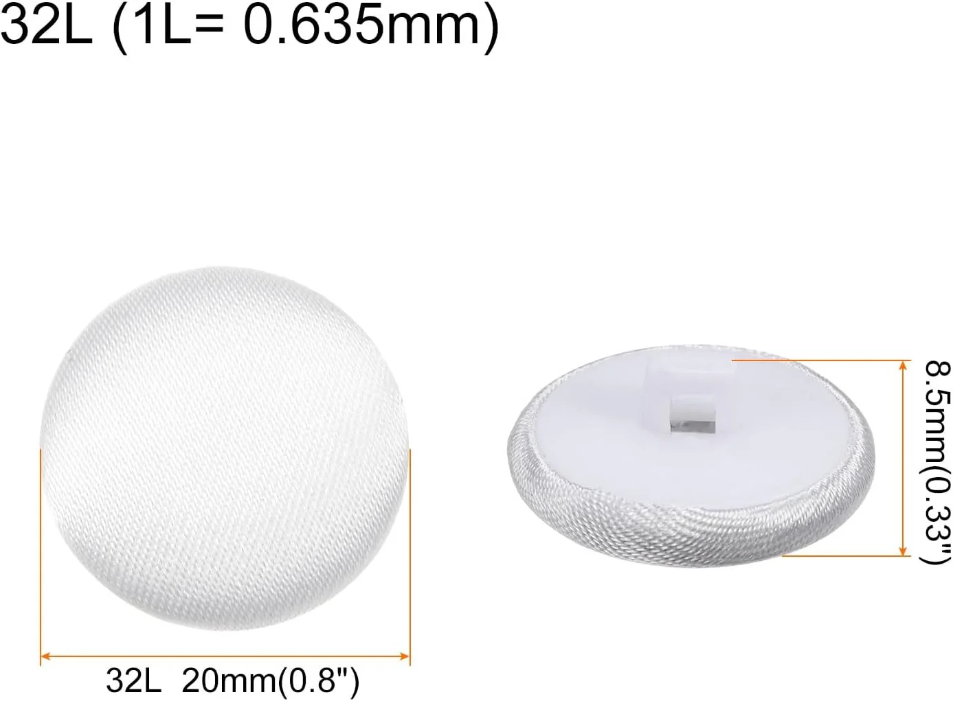 کوآرکزمان، بسته 10 عددی دکمه پارچه ای 32 لیتری، دکمه های خیاطی پلاستیکی گرد 20 میلی متری برای لباس، بلوز، سفید
