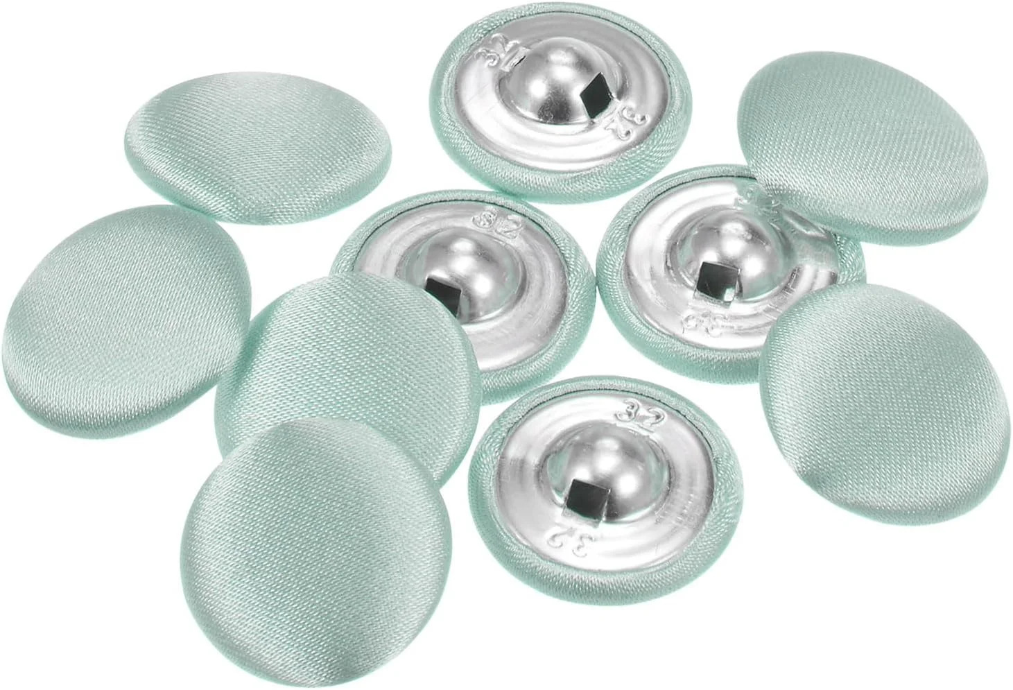 بسته 10 عددی دکمه های روکش پارچه ای QUARKZMAN، سایز 20 میلی متر، دکمه های فلزی گرد با پایه برای دوخت کت و شلوار، لباس، بلوز، پلیور، سبز روشن