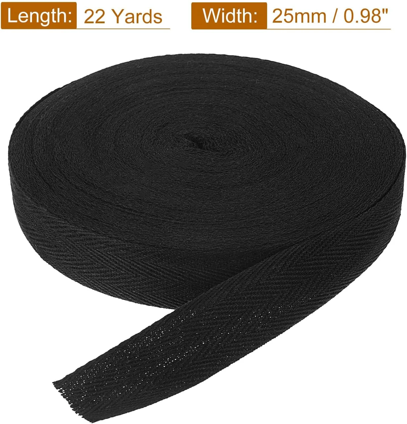 نوار اریب پنبه‌ای 0.98 اینچی QUARKZMAN، رول 22 یاردی نوار جناغی، نوار اریب برای خیاطی و صنایع دستی DIY، مشکی