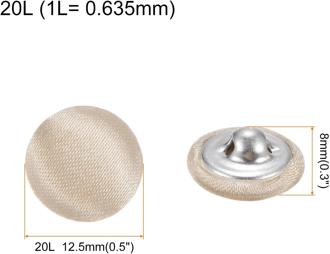 کوآرکزمان بسته 10 عددی دکمه پارچه ای 20 لیتری، دکمه های فلزی گرد 12.5 میلی متری برای کت و شلوار، لباس، بلوز، ژاکت، قهوه ای صورتی