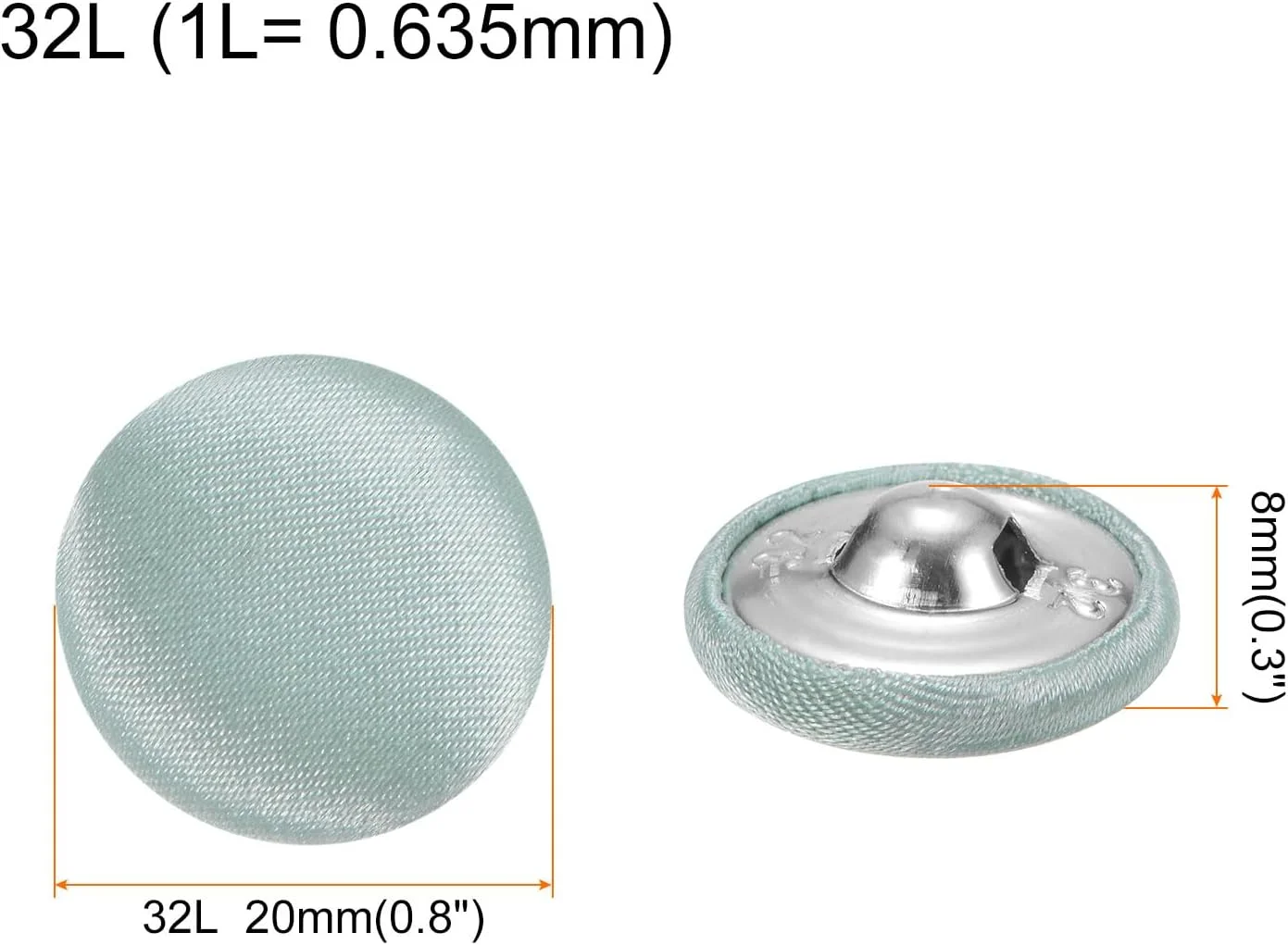بسته 10 عددی دکمه های روکش پارچه ای QUARKZMAN، سایز 20 میلی متر، دکمه های فلزی گرد با پایه برای دوخت کت و شلوار، لباس، بلوز، پلیور، سبز روشن