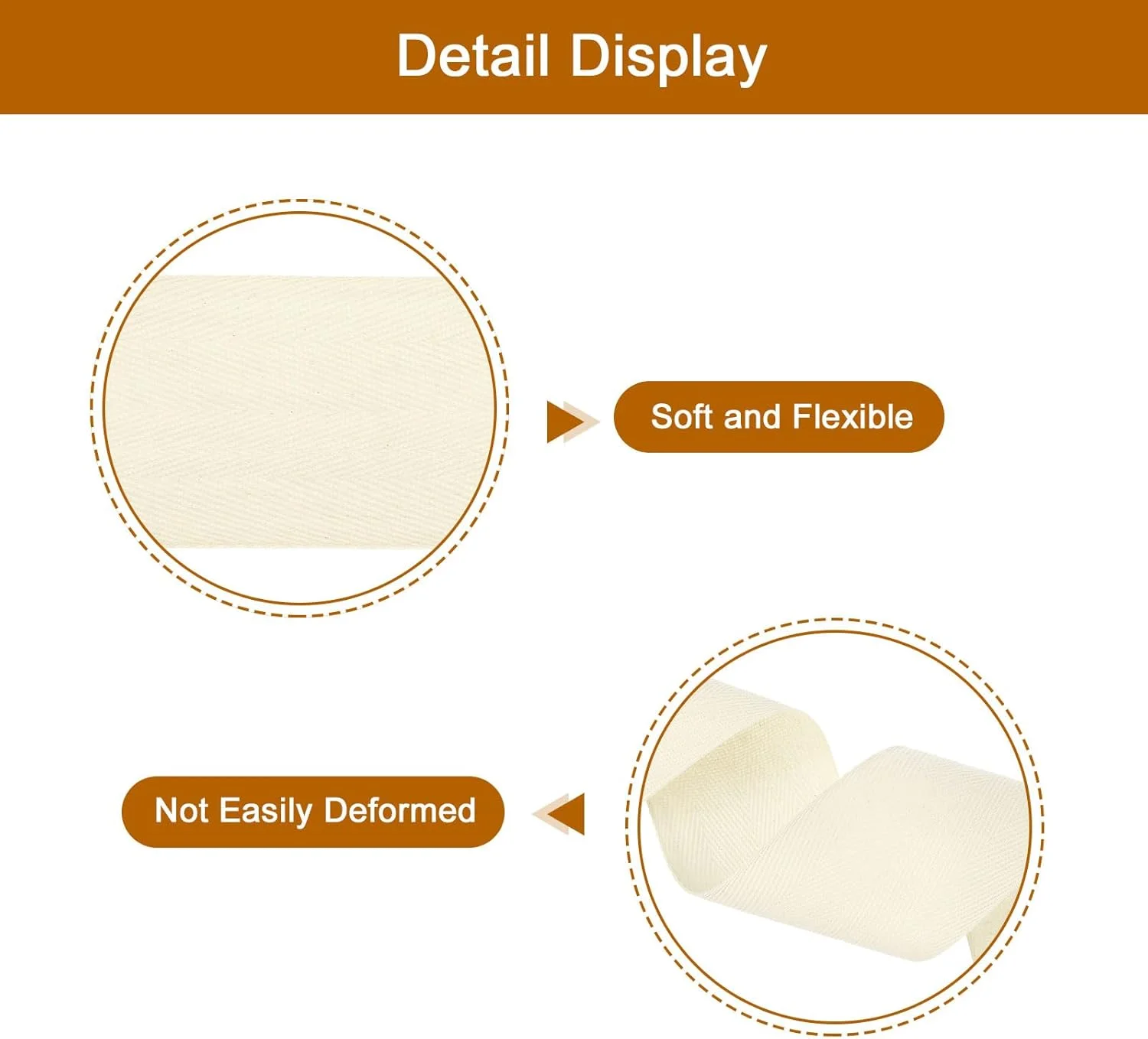 نوار اریب بافته شده پنبه ای کوارکزمن، عرض 6 سانتی متر، طول 20 متر، نوار جناغی، نوار اریب برای خیاطی و کاردستی های DIY، بژ