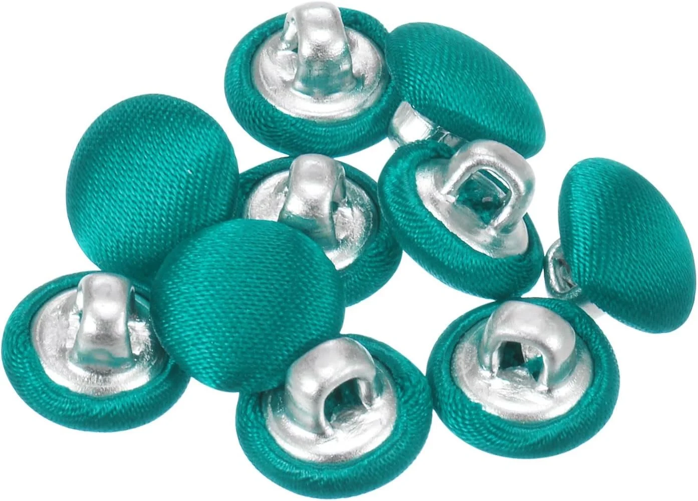 بسته 10 عددی دکمه های روکش پارچه ای 16 لیتری QUARKZMAN، دکمه های خیاطی فلزی ساقه دار گرد 10 میلی متری برای کت و شلوار، لباس، بلوز، ژاکت، سبز تیره