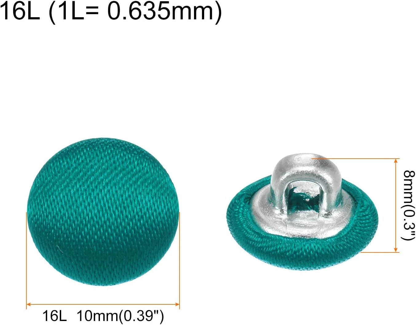 بسته 10 عددی دکمه های روکش پارچه ای 16 لیتری QUARKZMAN، دکمه های خیاطی فلزی ساقه دار گرد 10 میلی متری برای کت و شلوار، لباس، بلوز، ژاکت، سبز تیره