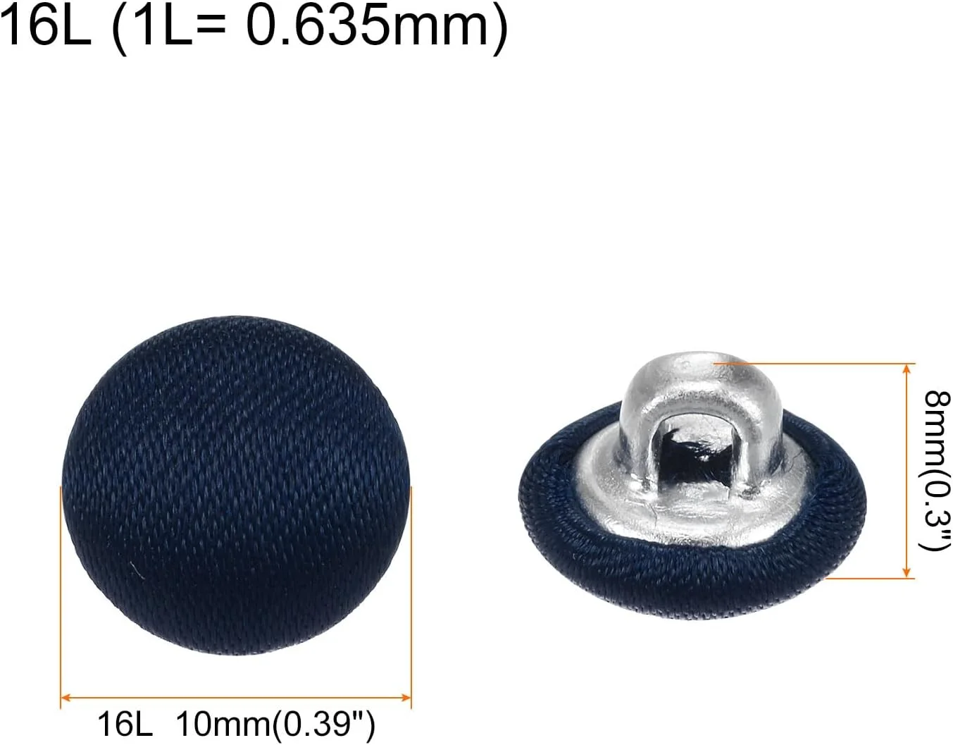 بسته 20 عددی دکمه های پارچه ای 16 لیتری QUARKZMAN، دکمه های خیاطی فلزی ساقه دار گرد 10 میلی متری برای کت و شلوار، لباس، بلوز، پلیور، سرمه ای